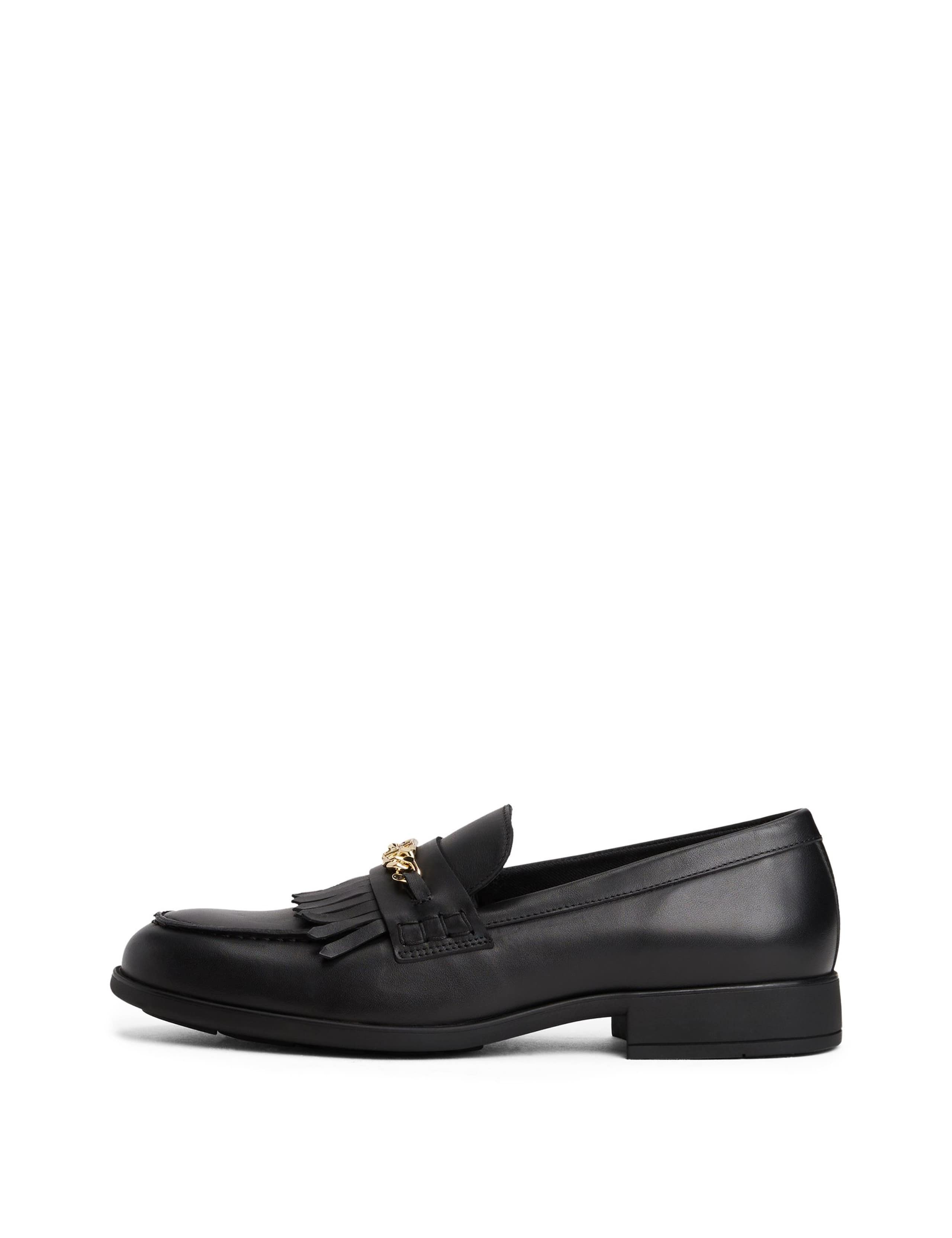 Leather Chain Detail Fringe Flat Loafers 5 of 6