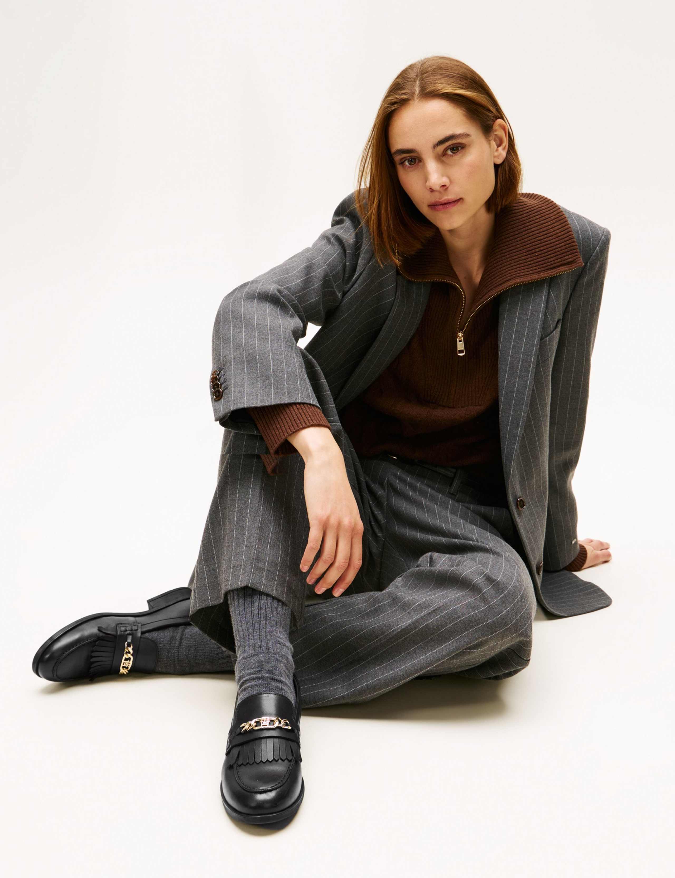 Leather Chain Detail Fringe Flat Loafers 6 of 6