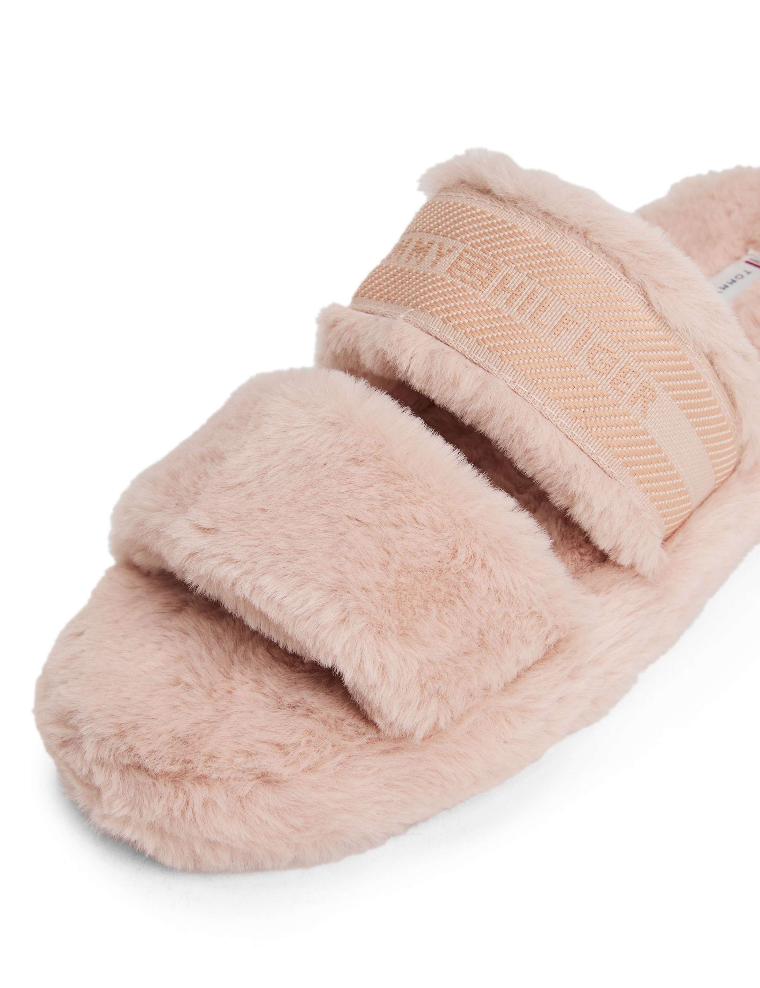 Faux Fur Double Strap Slider Slippers 2 of 5
