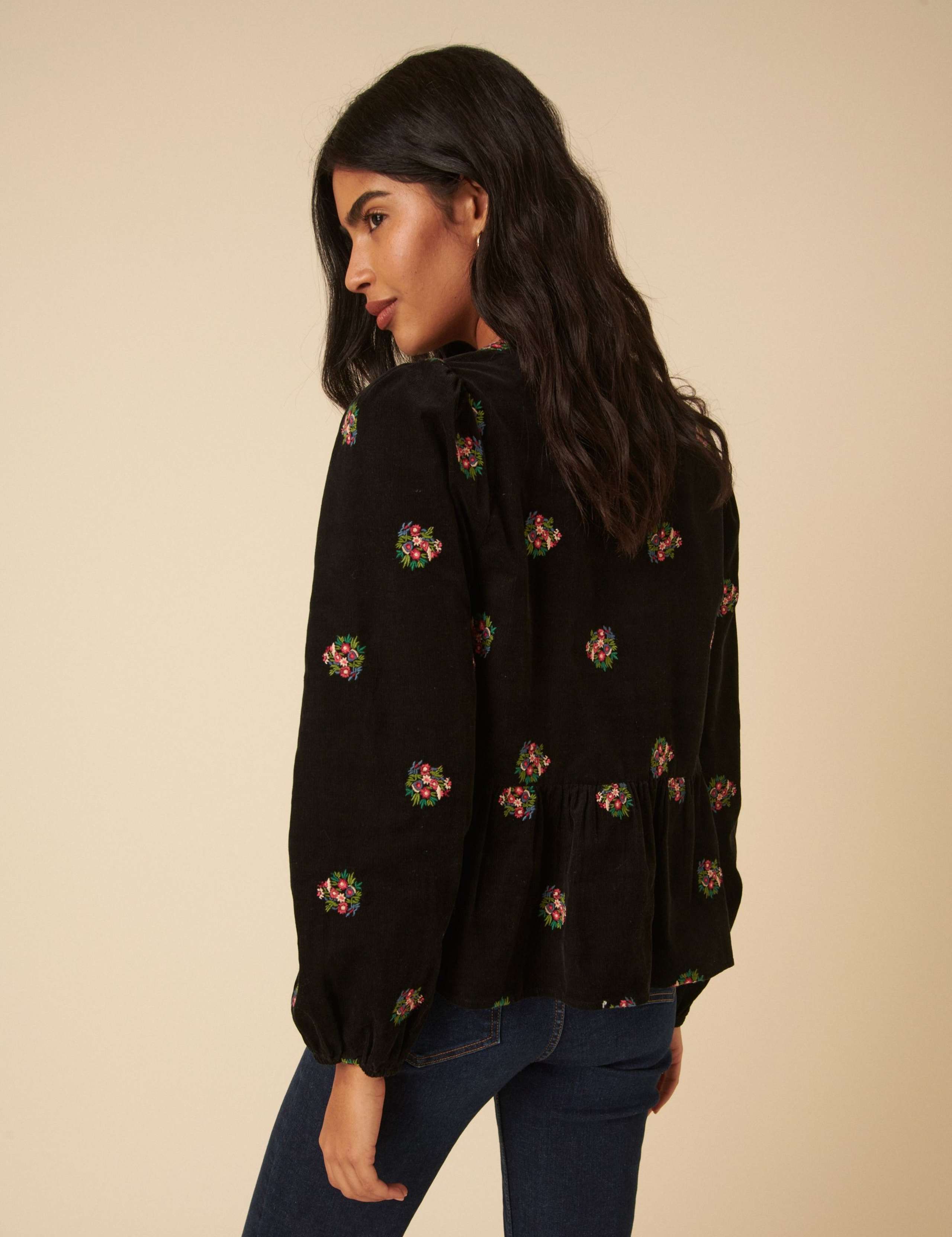 Pure Cotton Embroidered Tie Detail Blouse 4 of 5