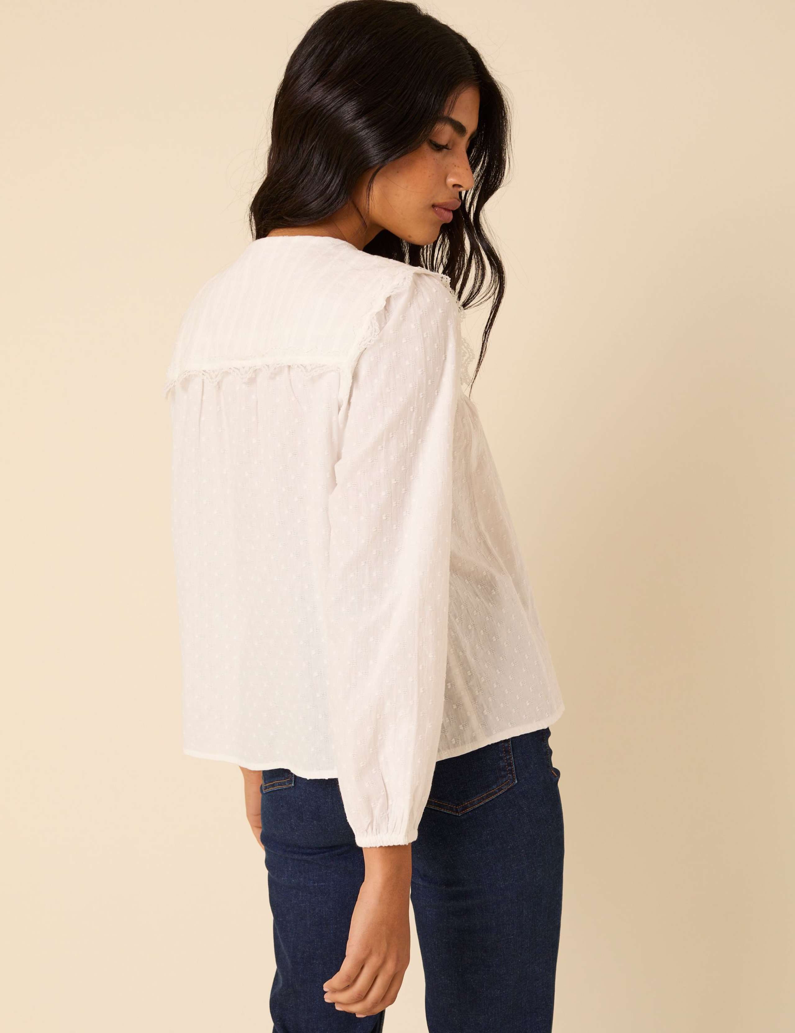 Pure Cotton Embroidered  Collared Blouse 4 of 4