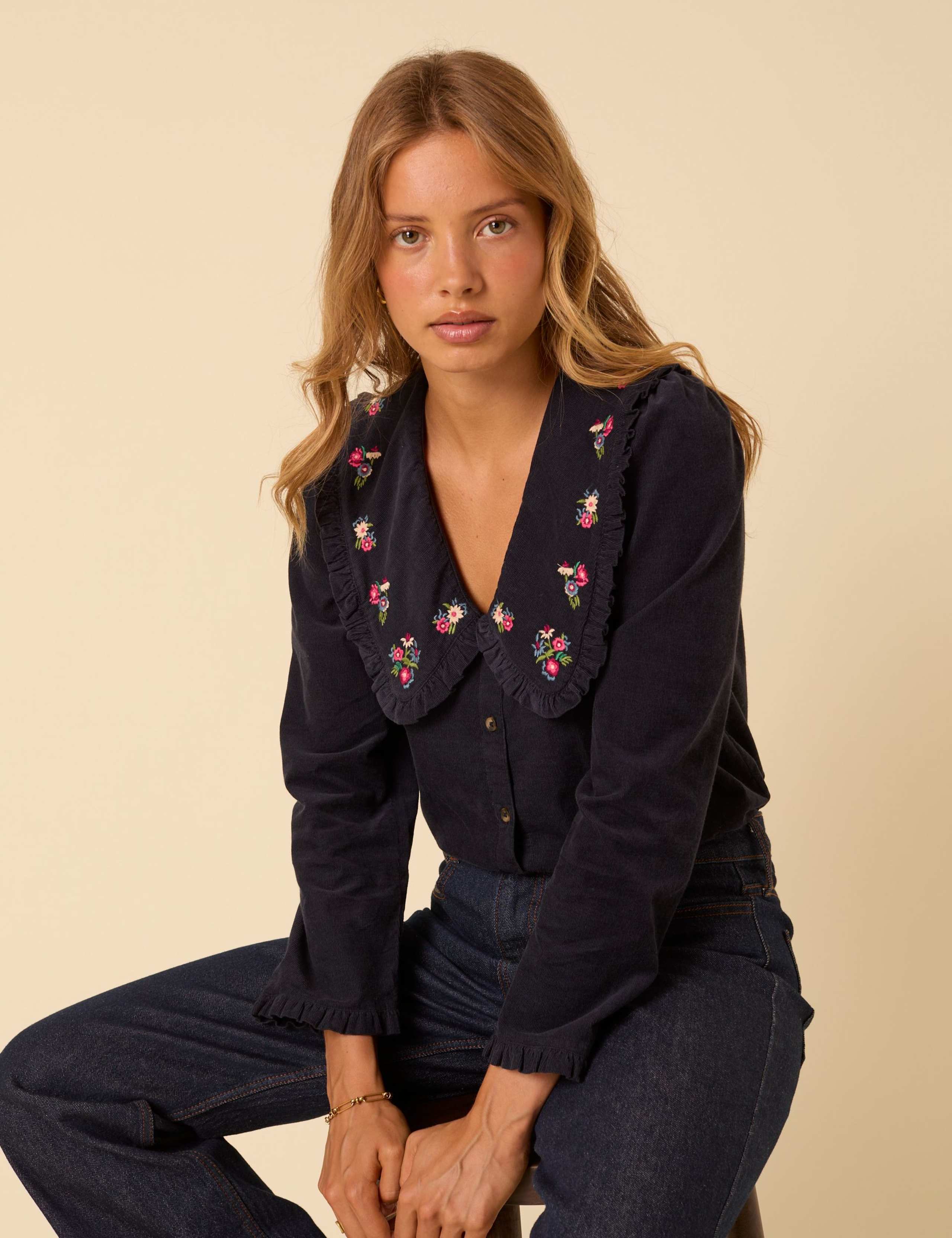V-Neck Floral Embroidered Blouse 2 of 5