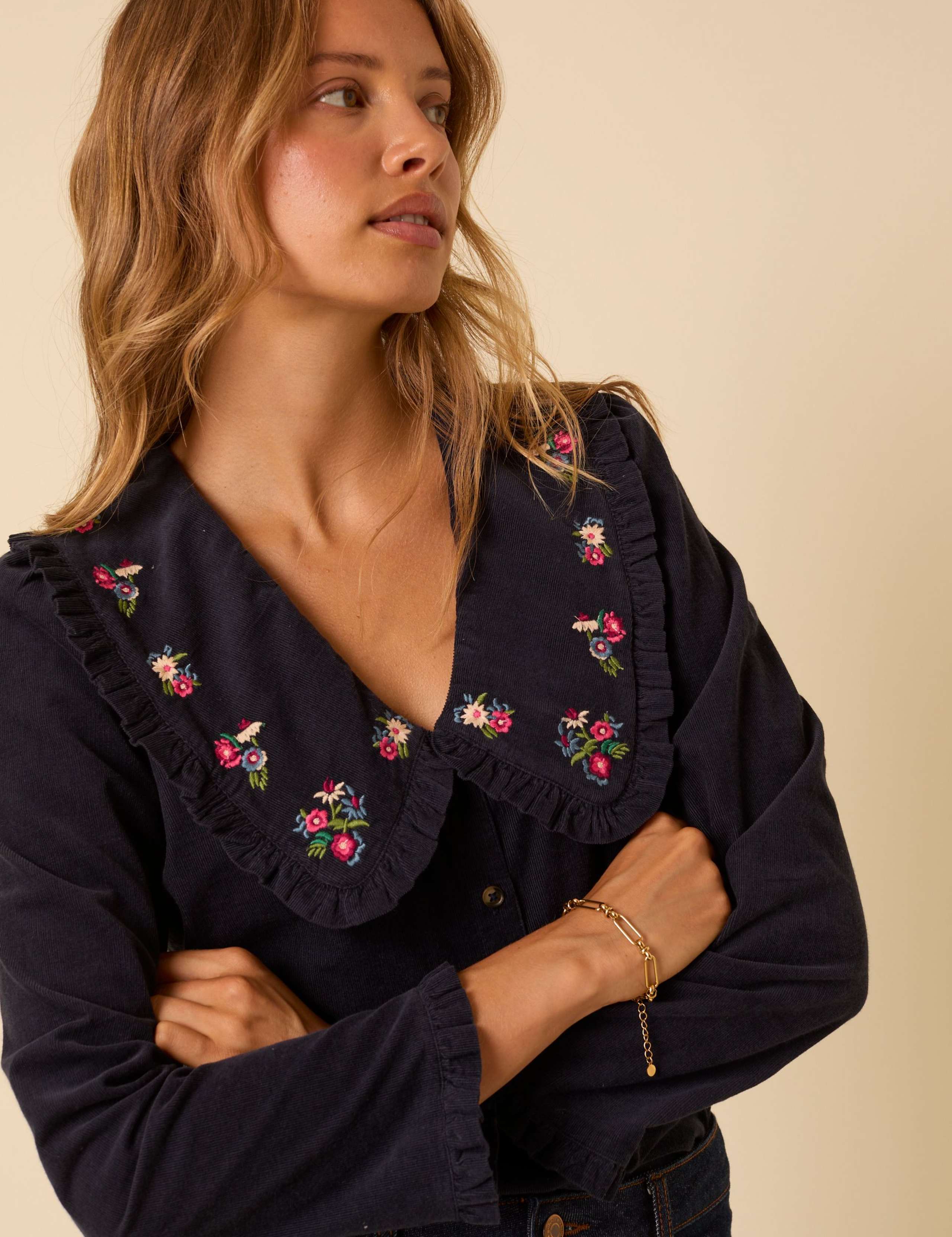 V-Neck Floral Embroidered Blouse 3 of 5