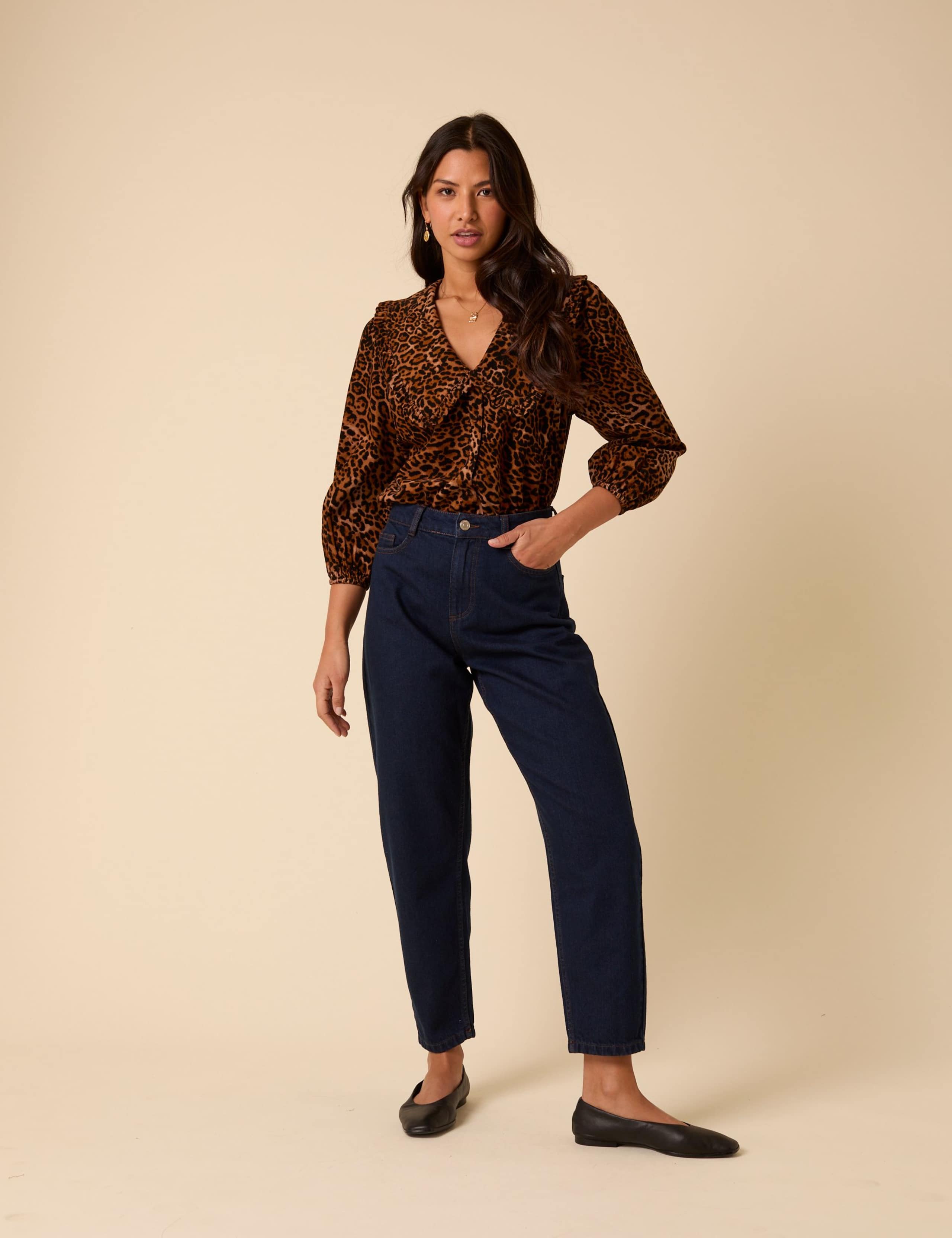 Cord Animal Collared Puff Sleeve Blouse 4 of 5