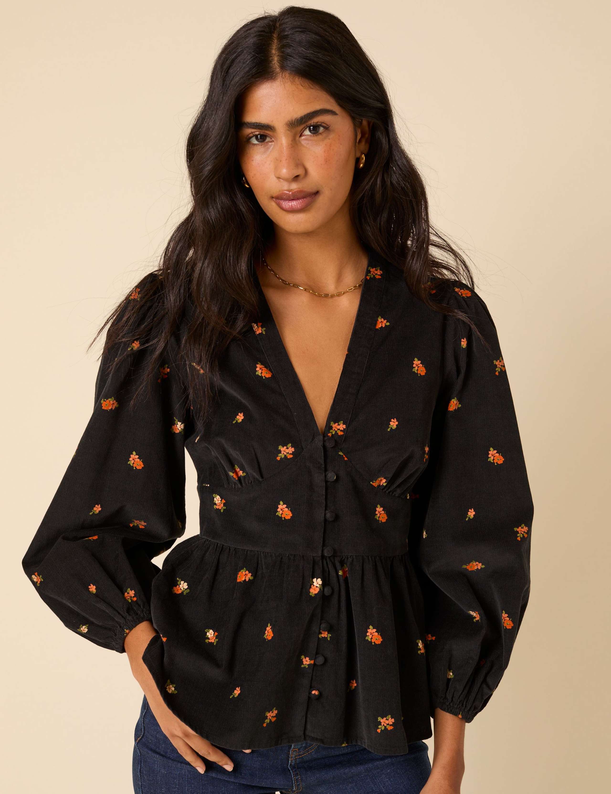 Pure Cotton Cord Embroidered Blouse 1 of 5