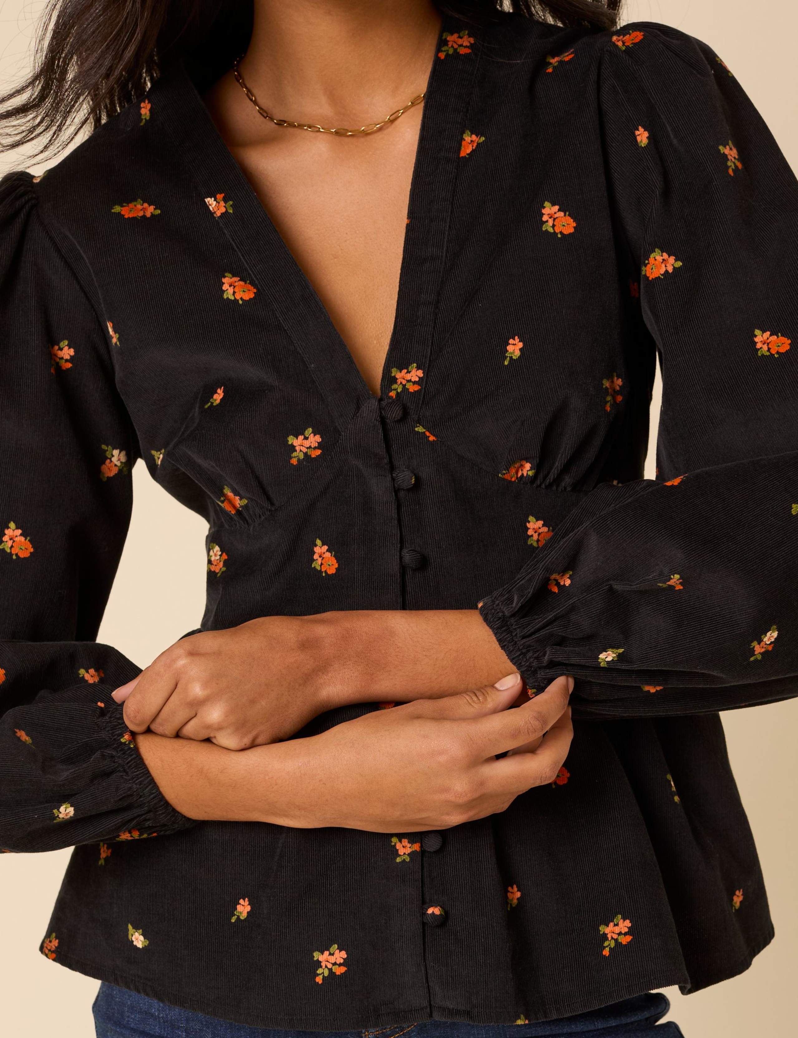 Pure Cotton Cord Embroidered Blouse 3 of 5