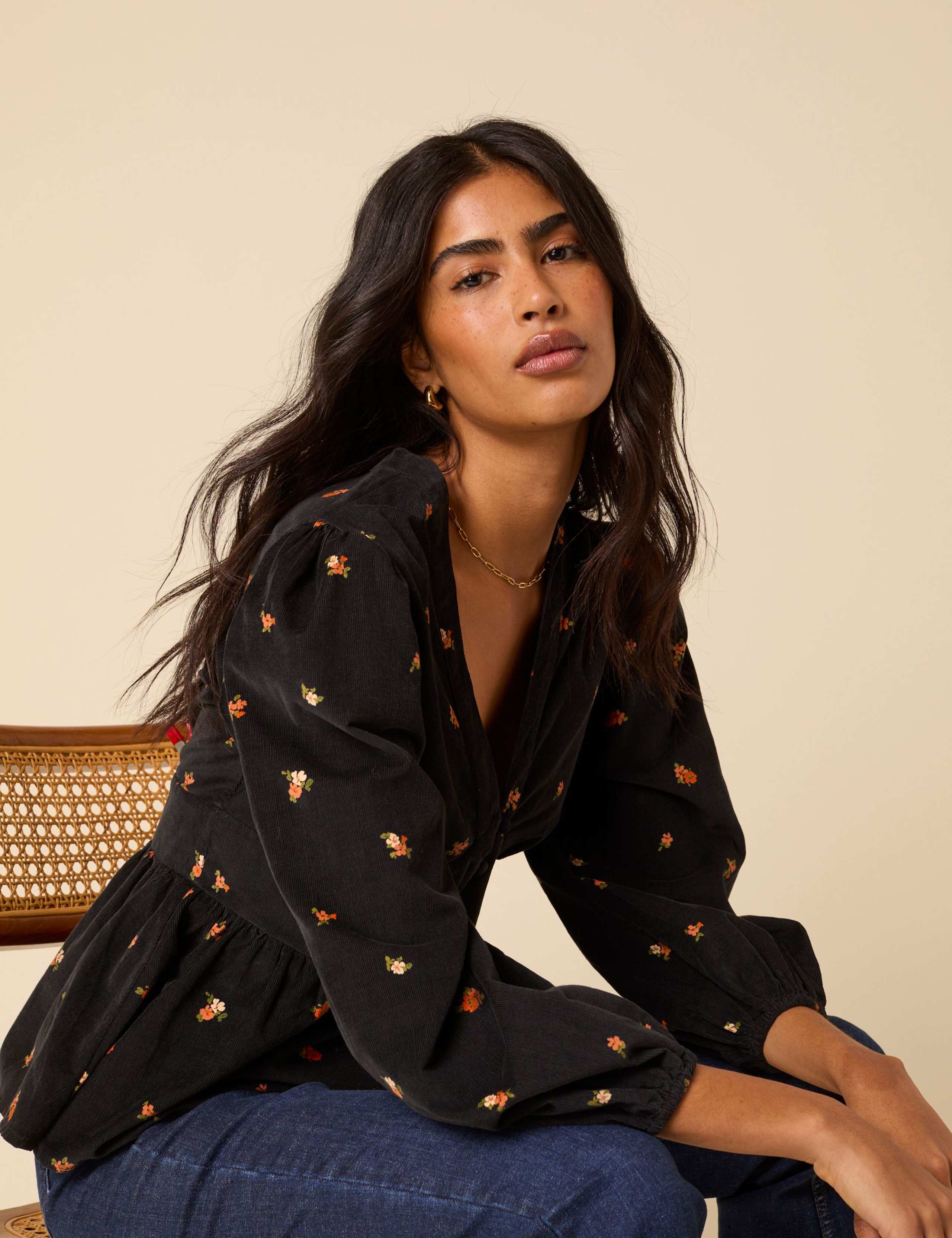 Pure Cotton Cord Embroidered Blouse 4 of 5