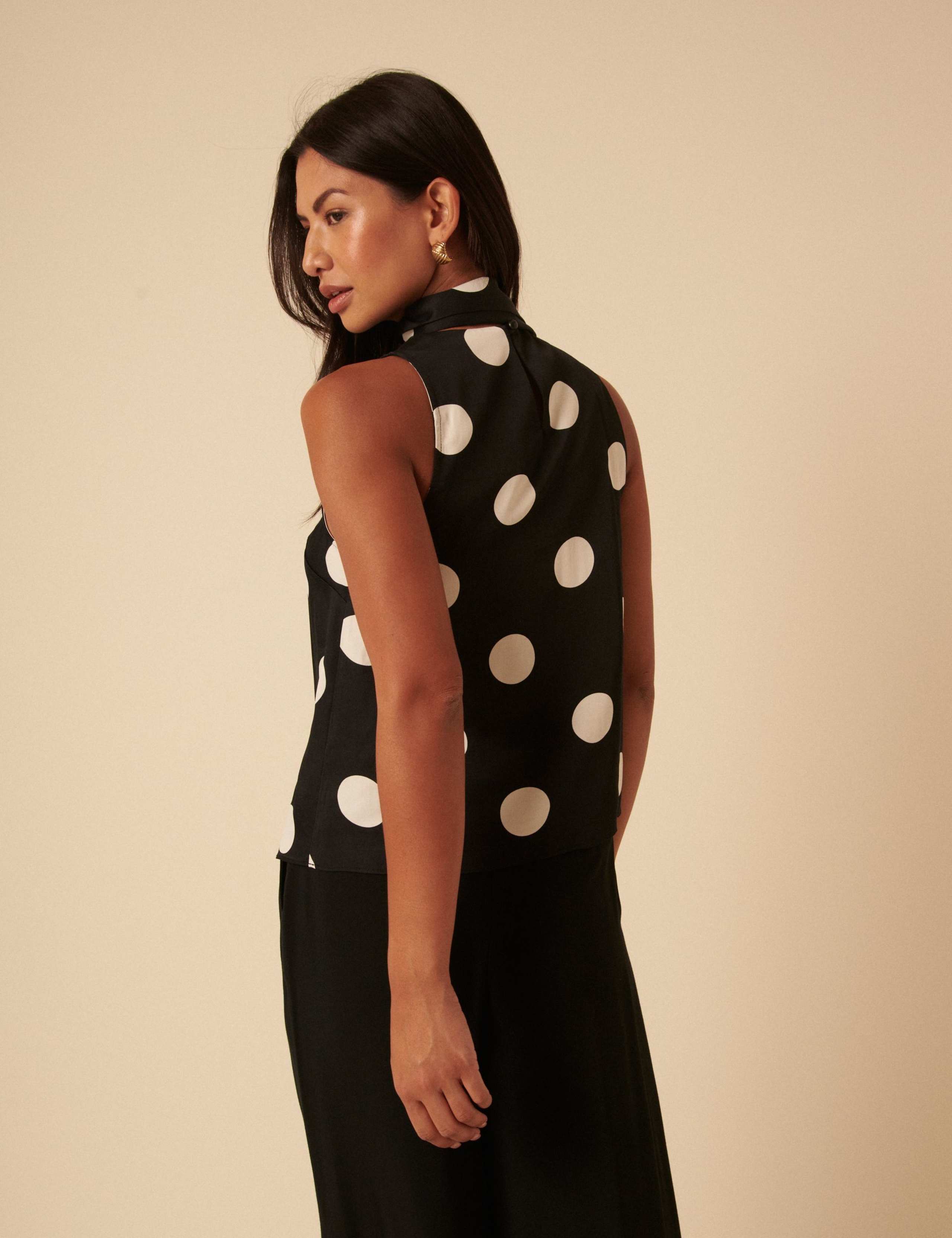Polka Dot Scarf Detail Tank Top 3 of 5