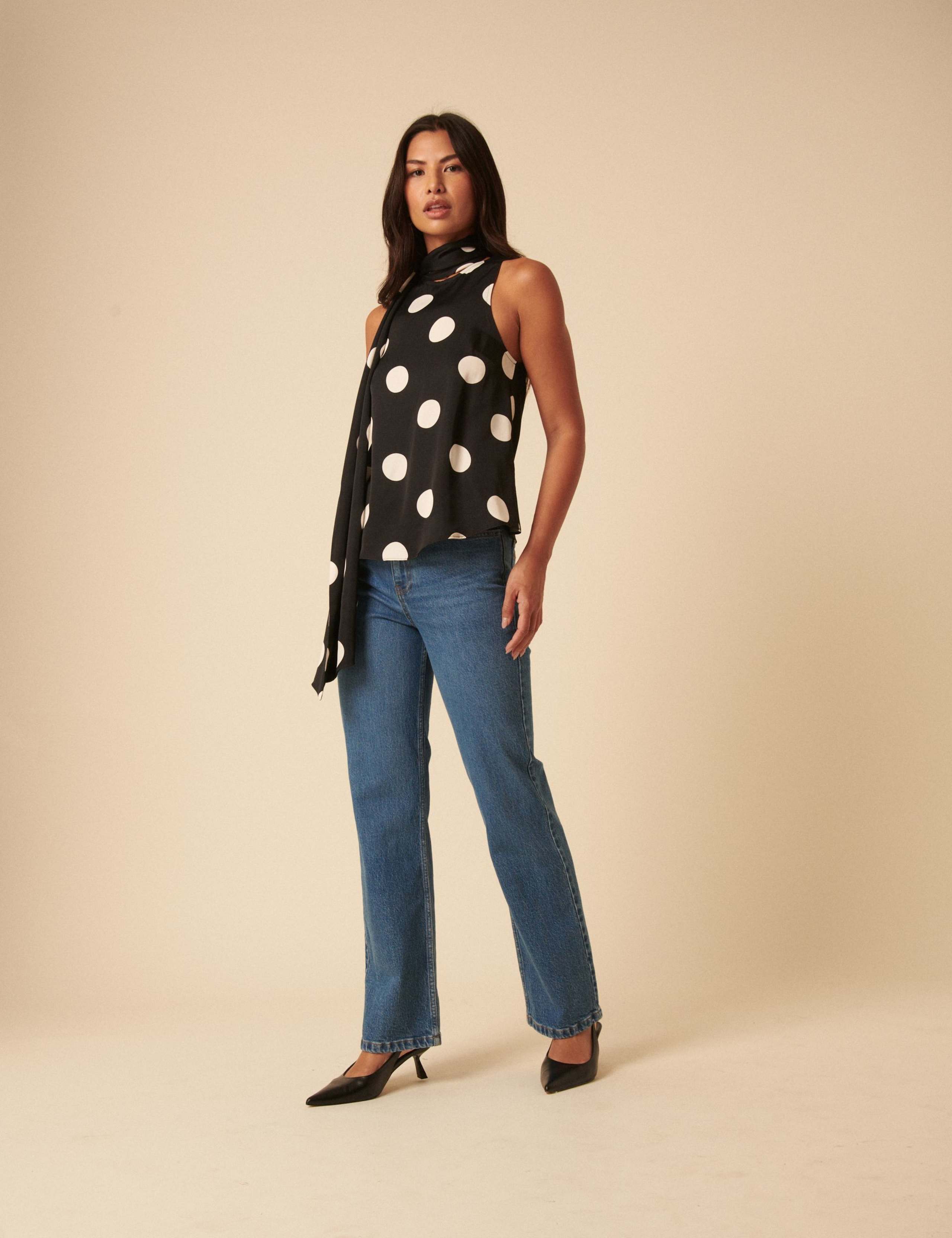 Polka Dot Scarf Detail Tank Top 5 of 5