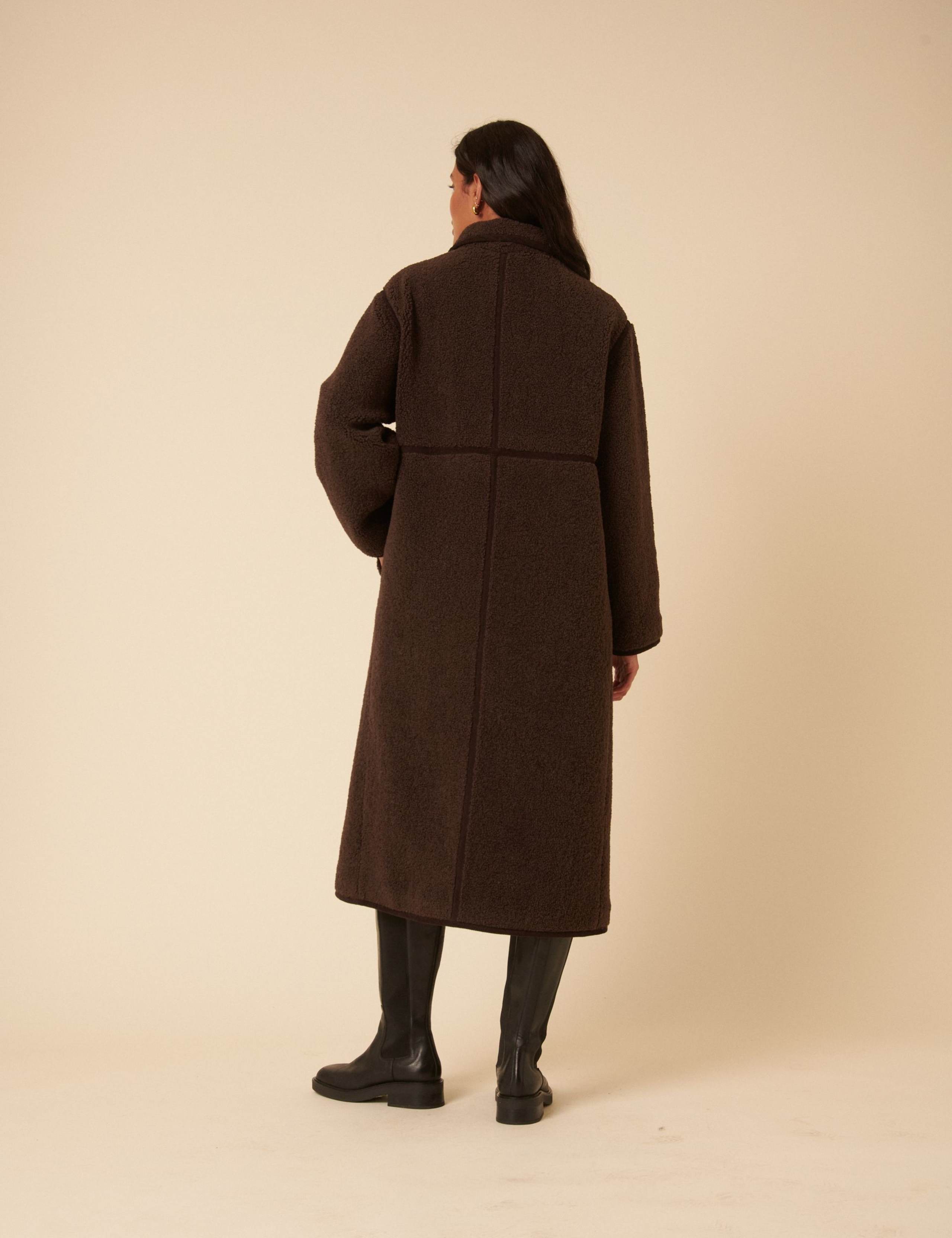 Borg Longline Trench Style Duffle Coat 4 of 5