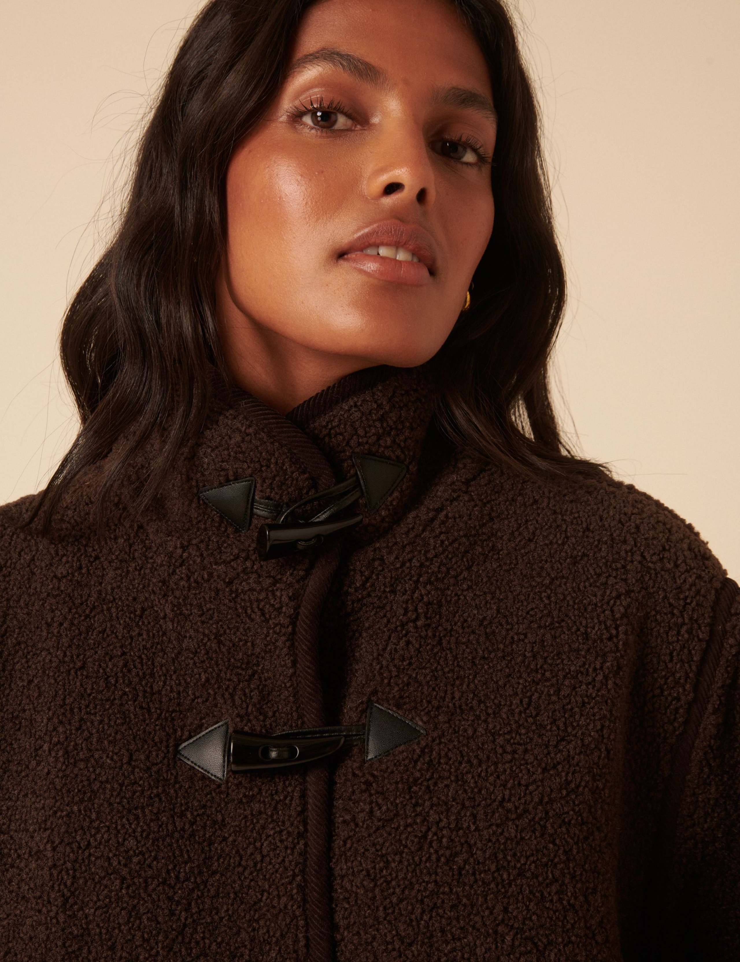 Borg Longline Trench Style Duffle Coat 5 of 5