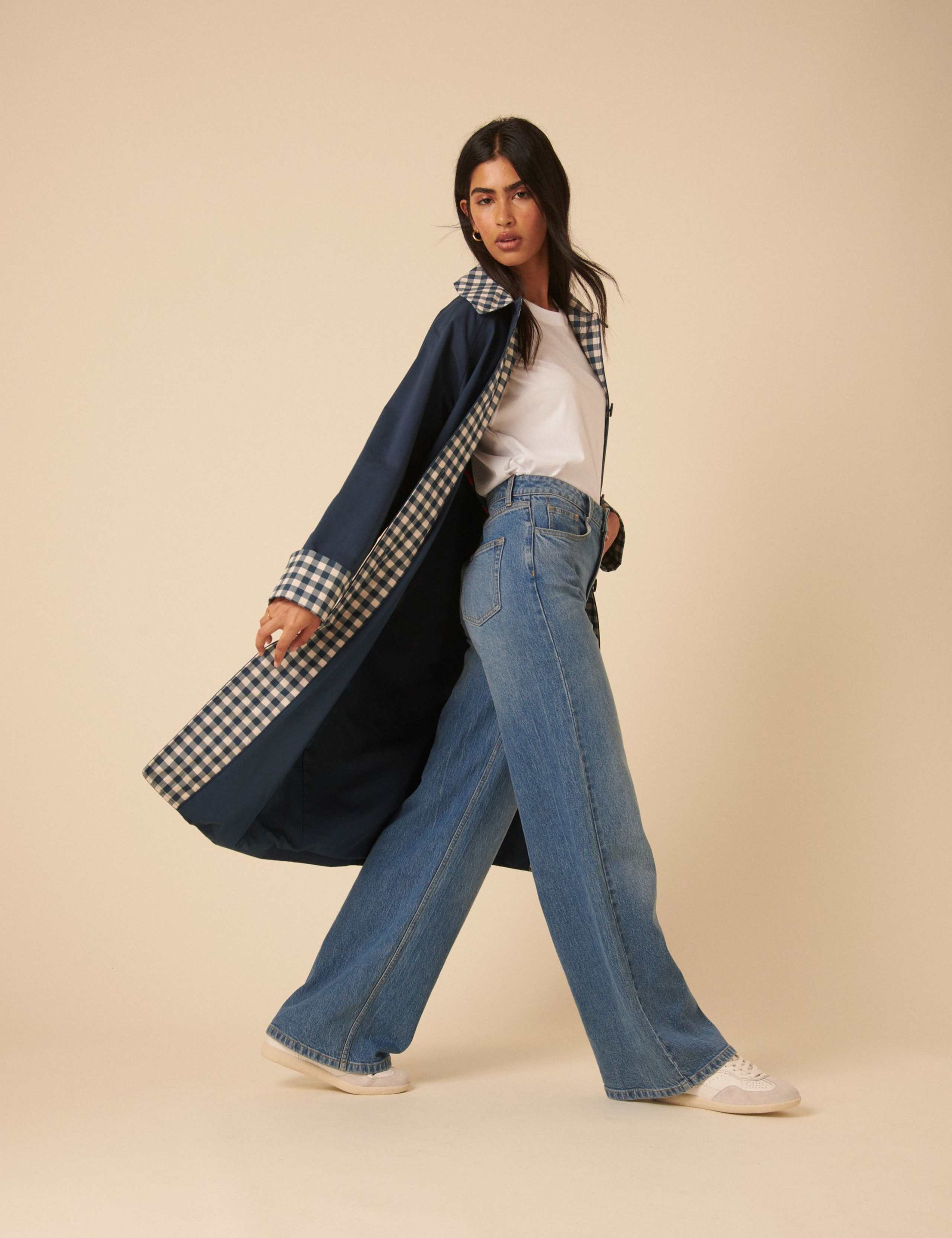 Pure Cotton Checked Trim Car Coat 5 of 5