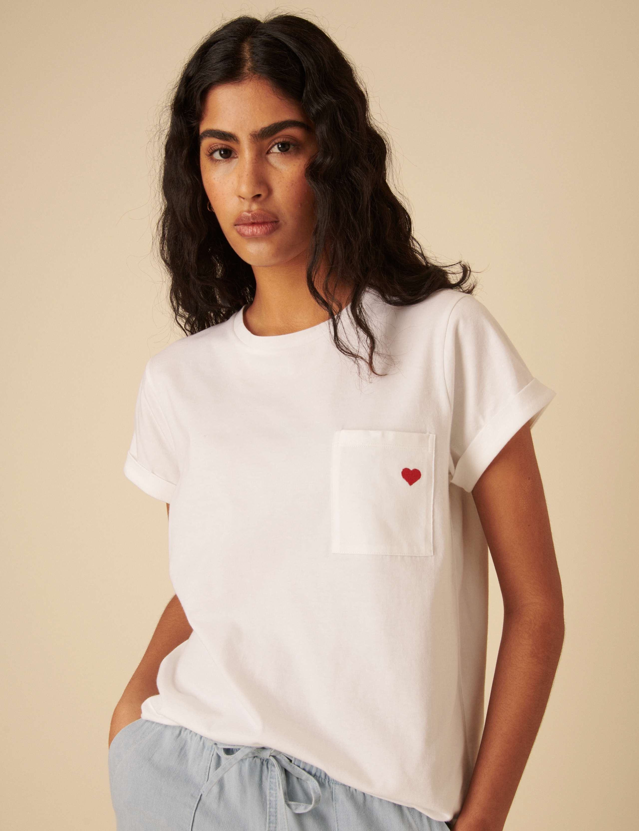Pure Cotton Embroidered Pocket T-Shirt 1 of 5