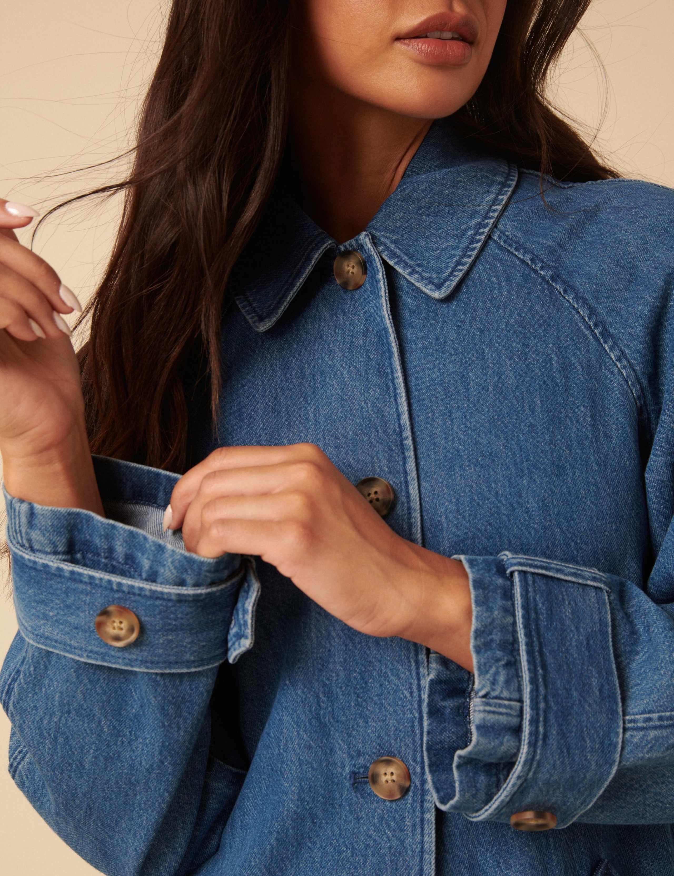 Denim Longline Trench Coat 3 of 5