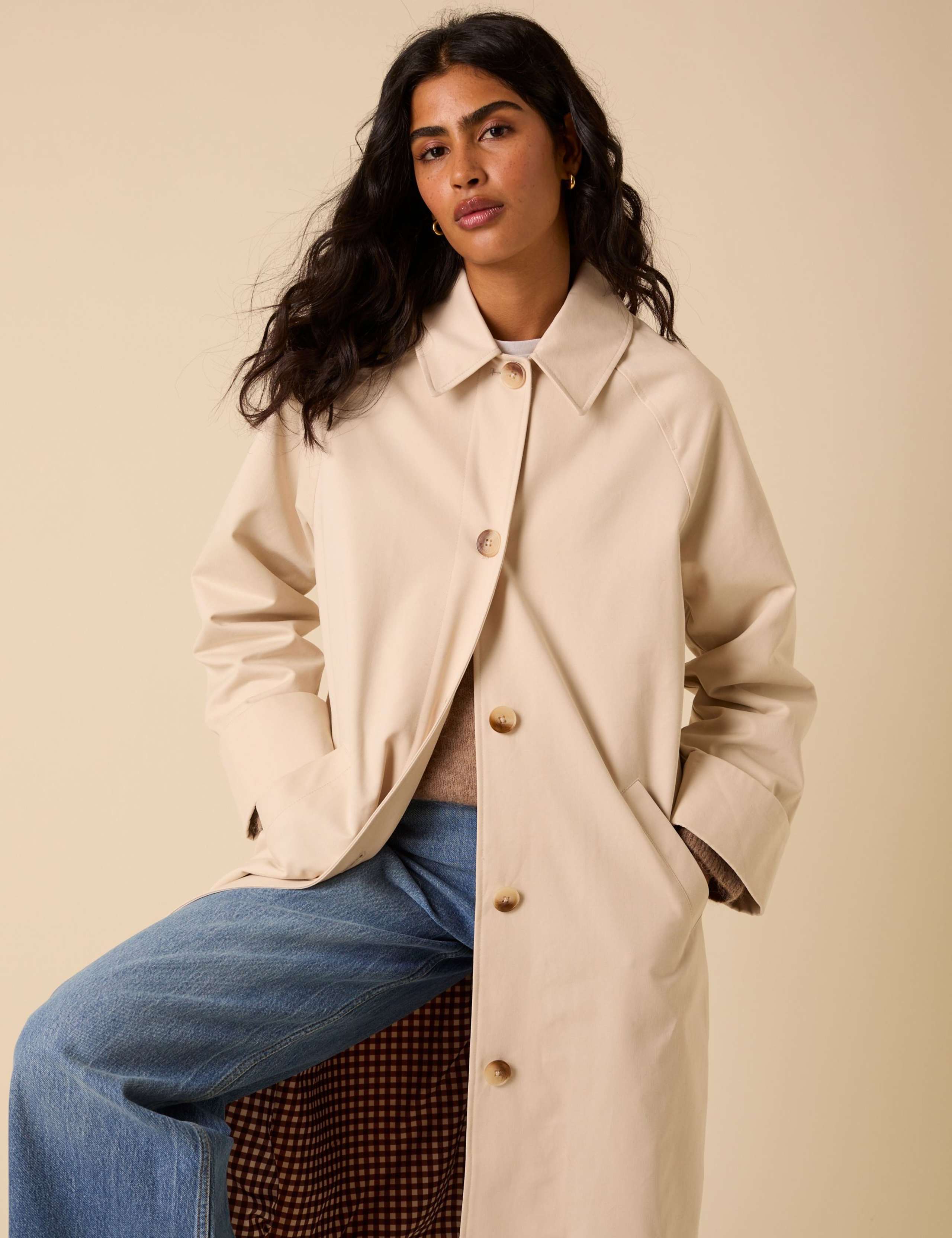 Pure Cotton Button Detail Car Coat 4 of 5