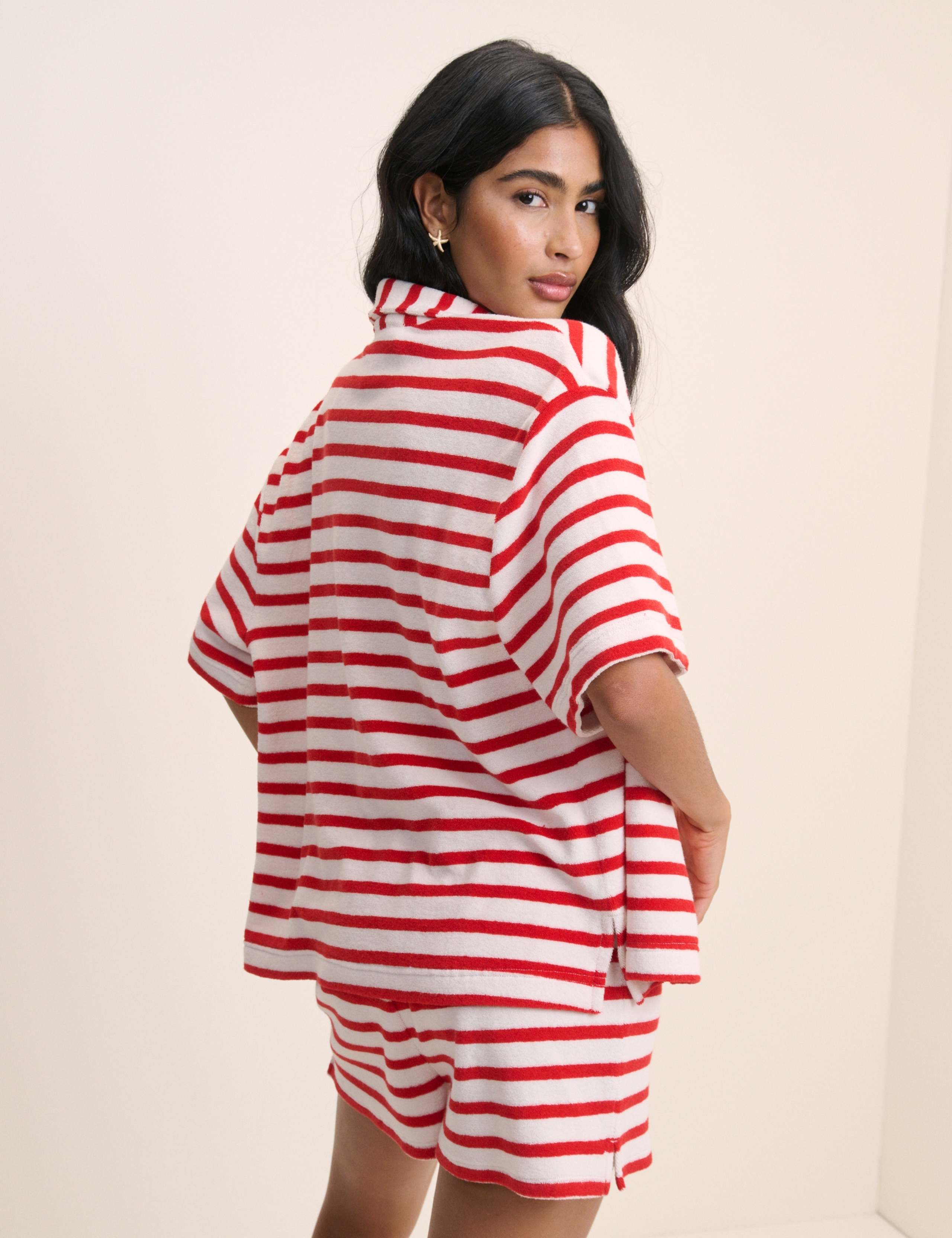 Pure Cotton Beach Towelling Striped Shirt 2 of 5