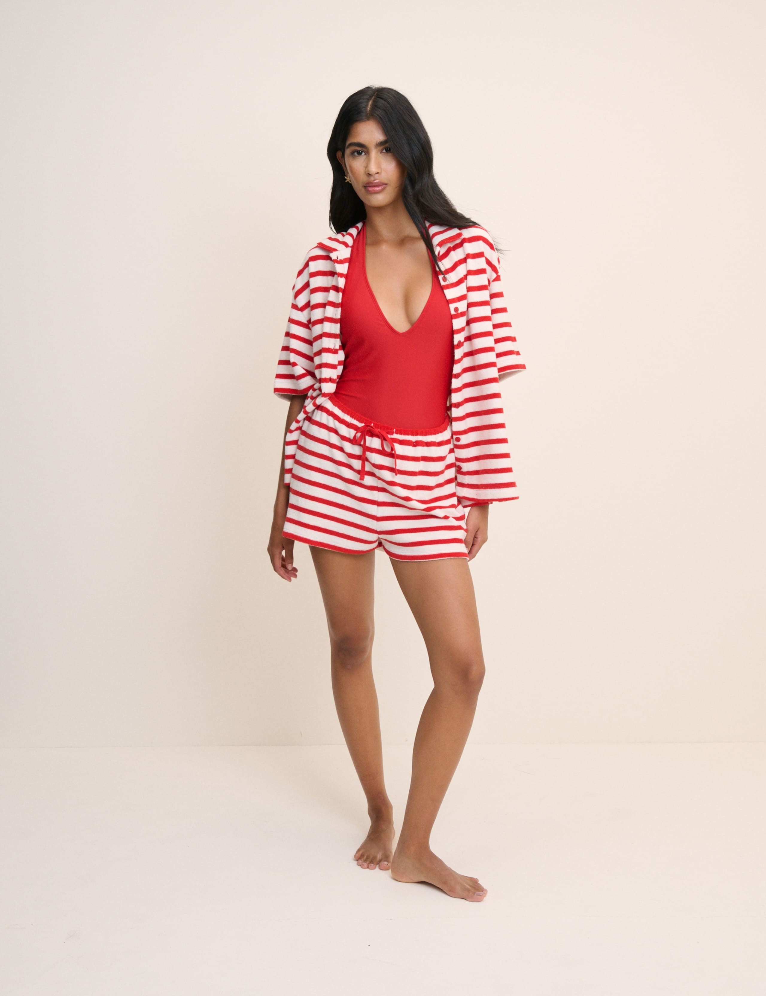 Pure Cotton Beach Towelling Striped Shirt 3 of 5