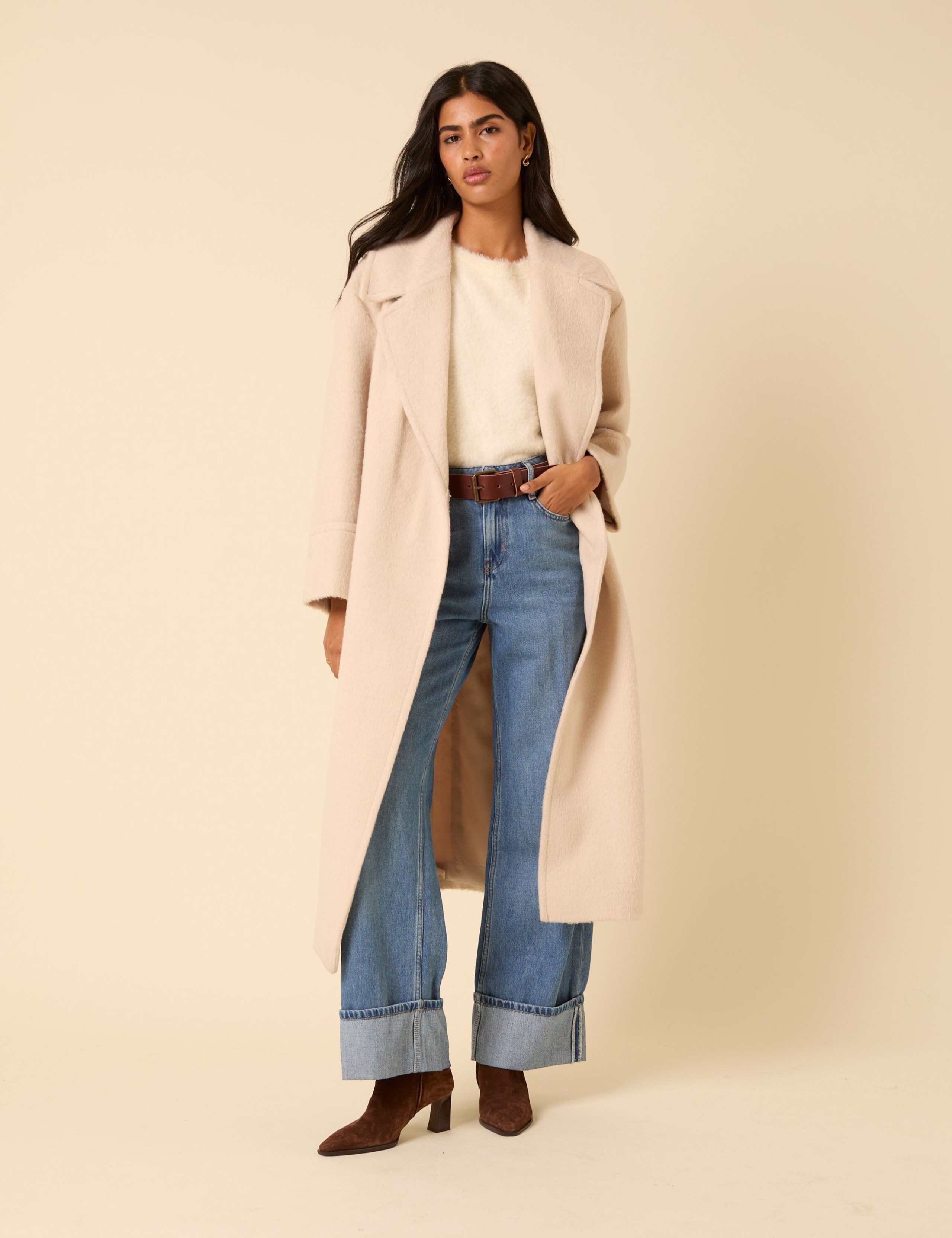 Brushed Relaxed Longline Coat 1 of 6