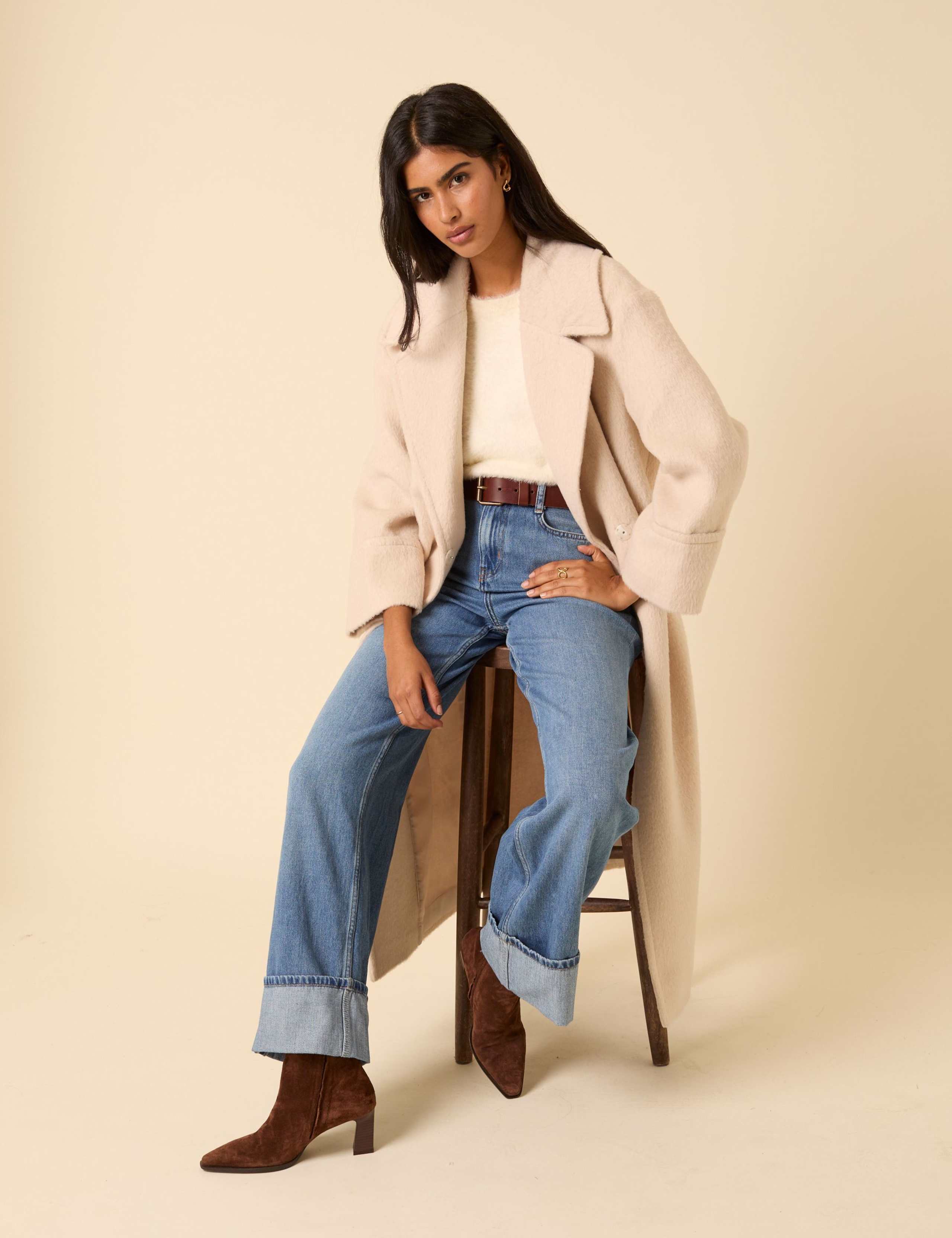 Brushed Relaxed Longline Coat 3 of 6