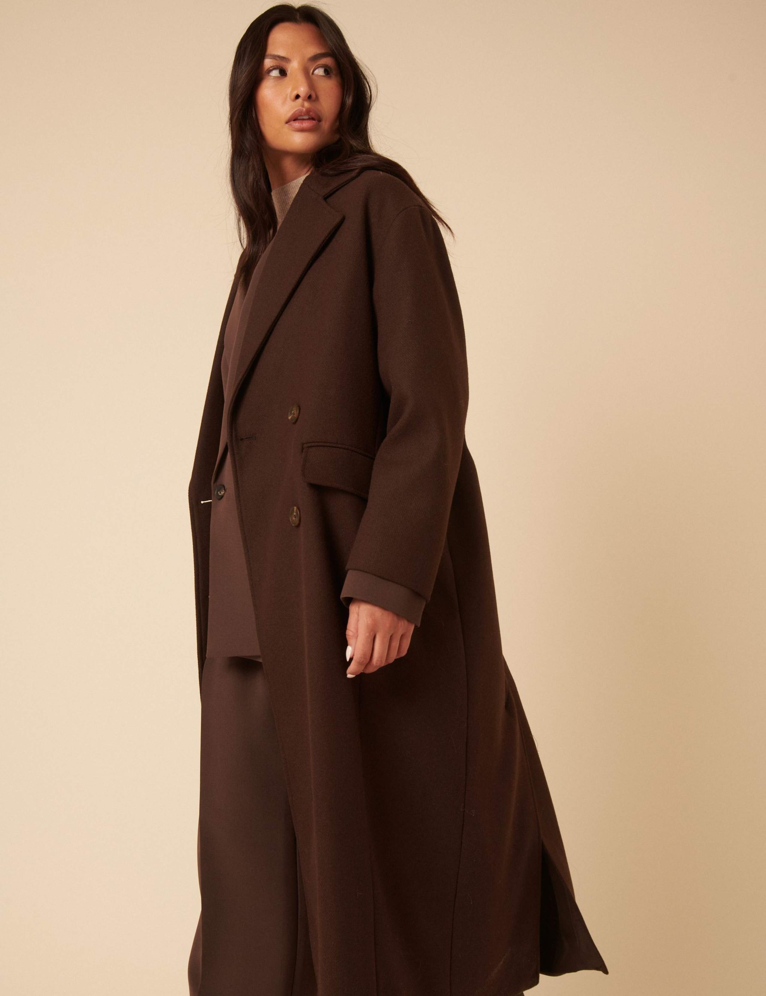 Wool Blend Relaxed Double Breasted Coat 3 of 5