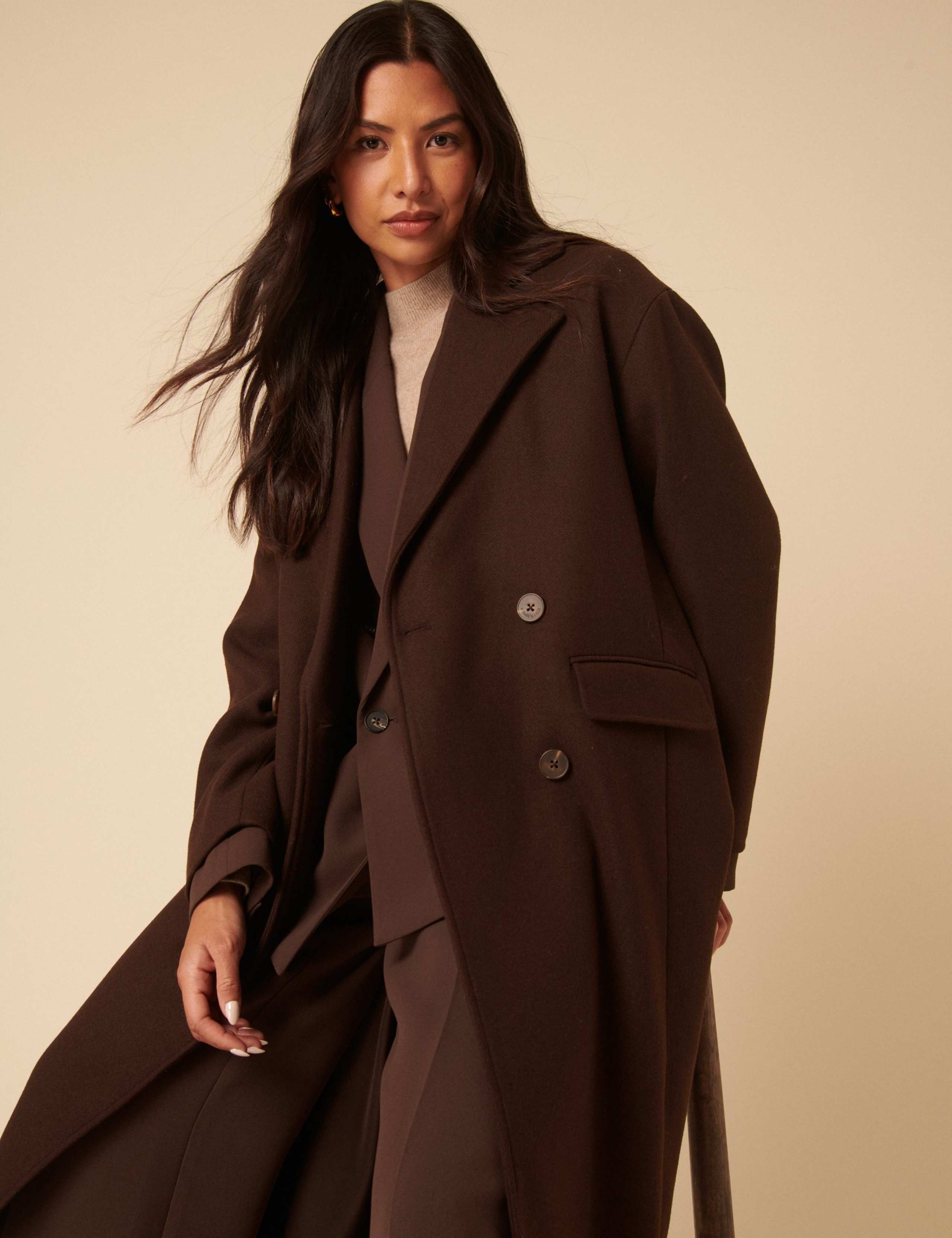 Wool Blend Relaxed Double Breasted Coat 5 of 5