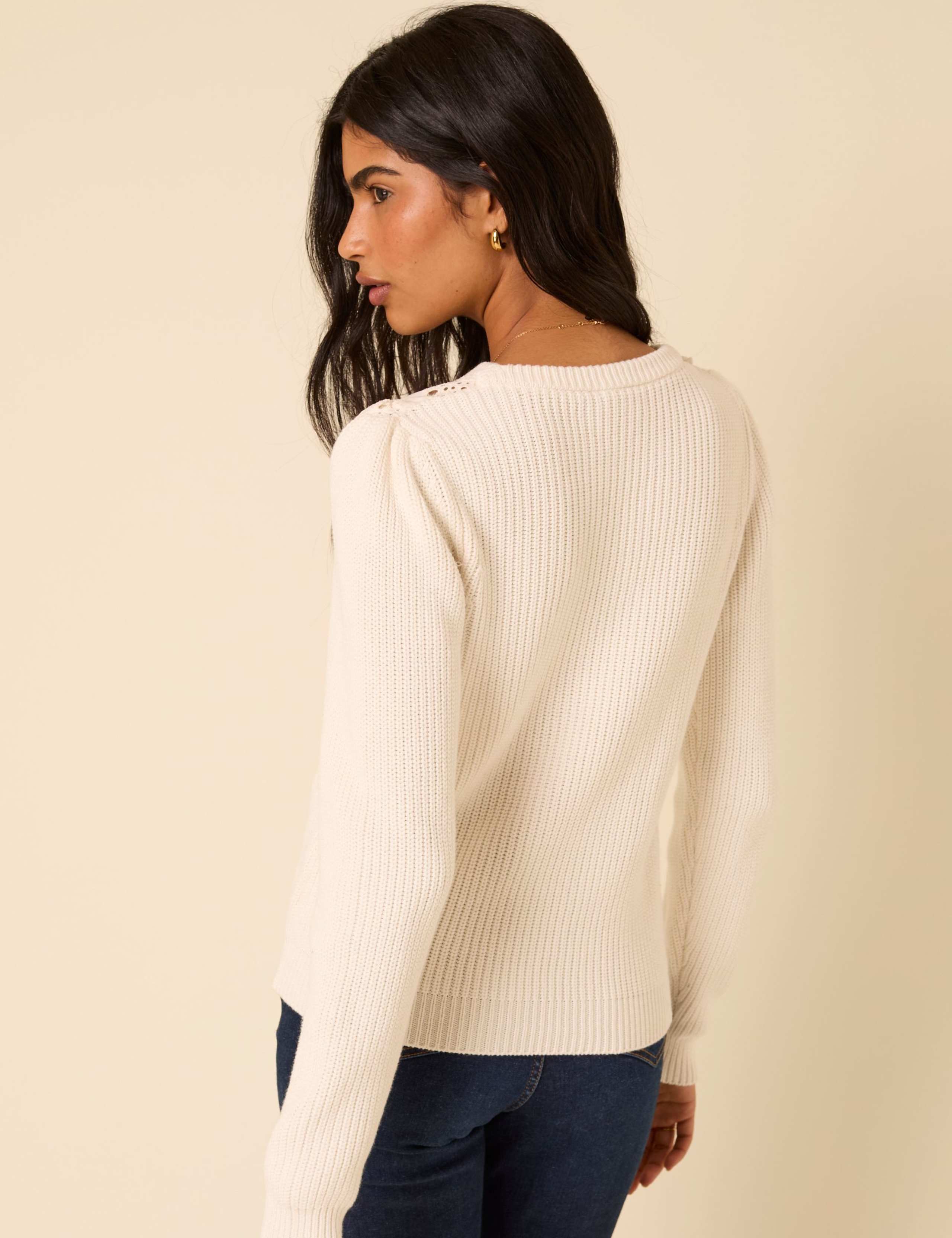 Pure Cotton Ribbed Broderie Jumper 2 of 5