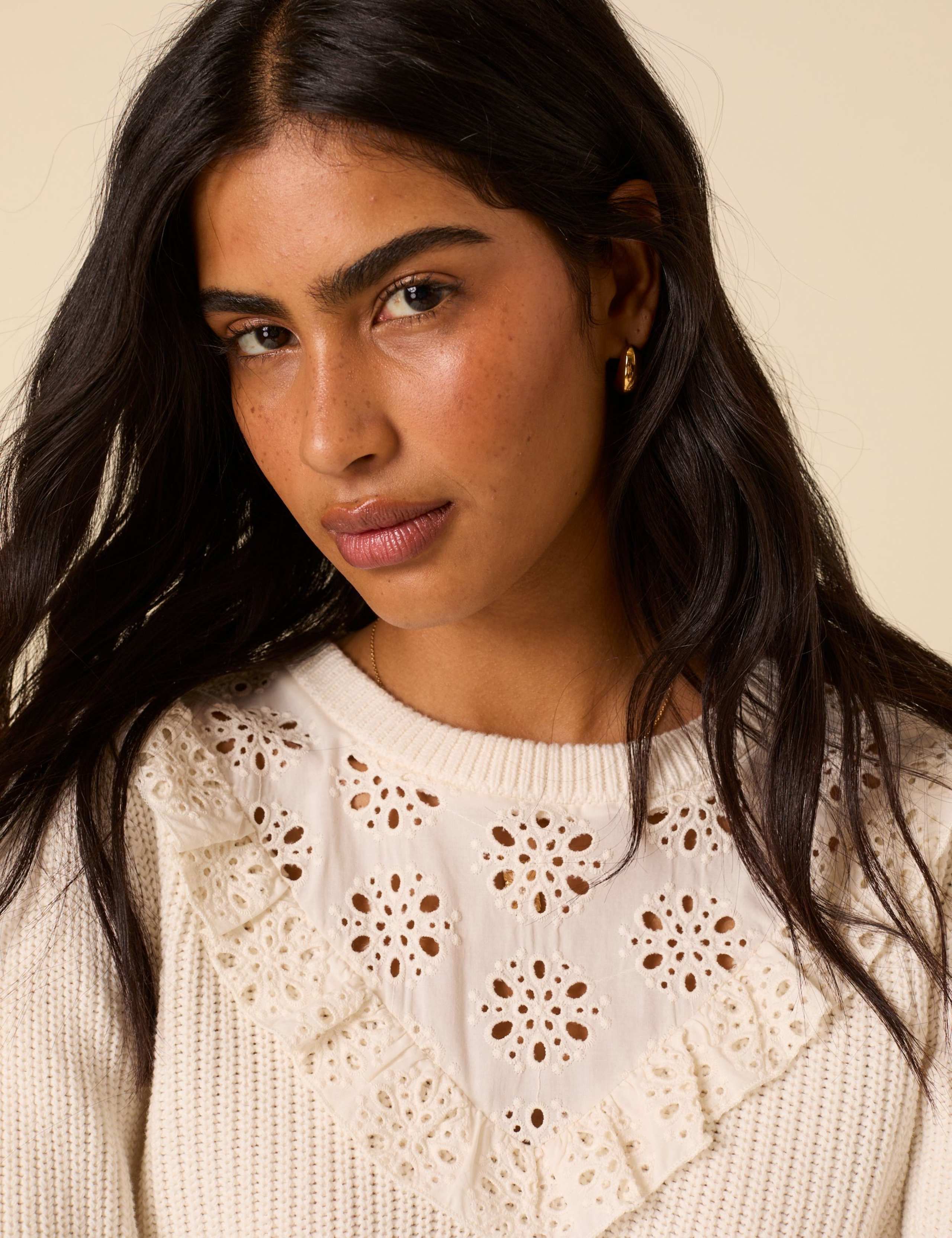 Pure Cotton Ribbed Broderie Jumper 5 of 5