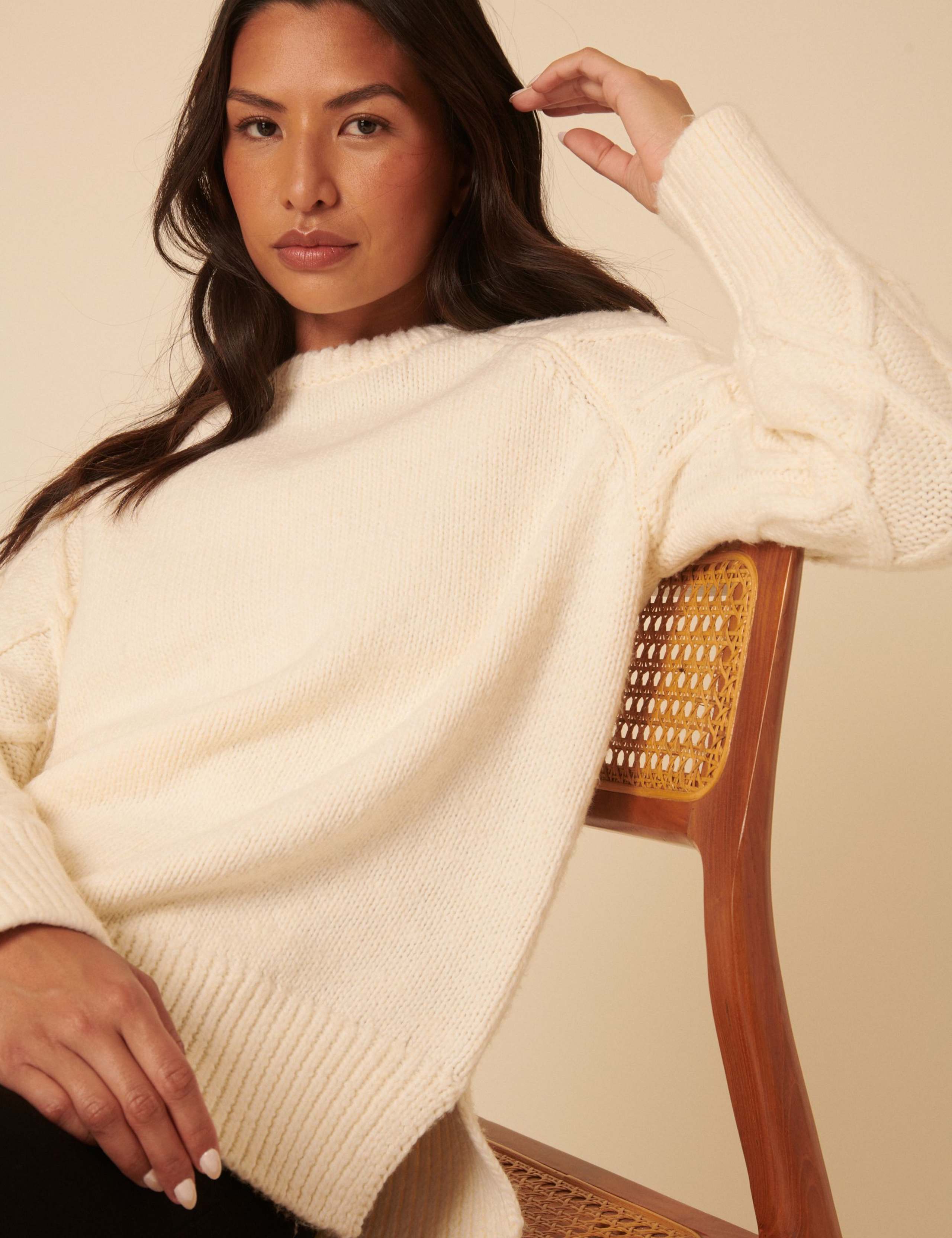 Cable Knit Crew Neck Oversized Jumper 3 of 5