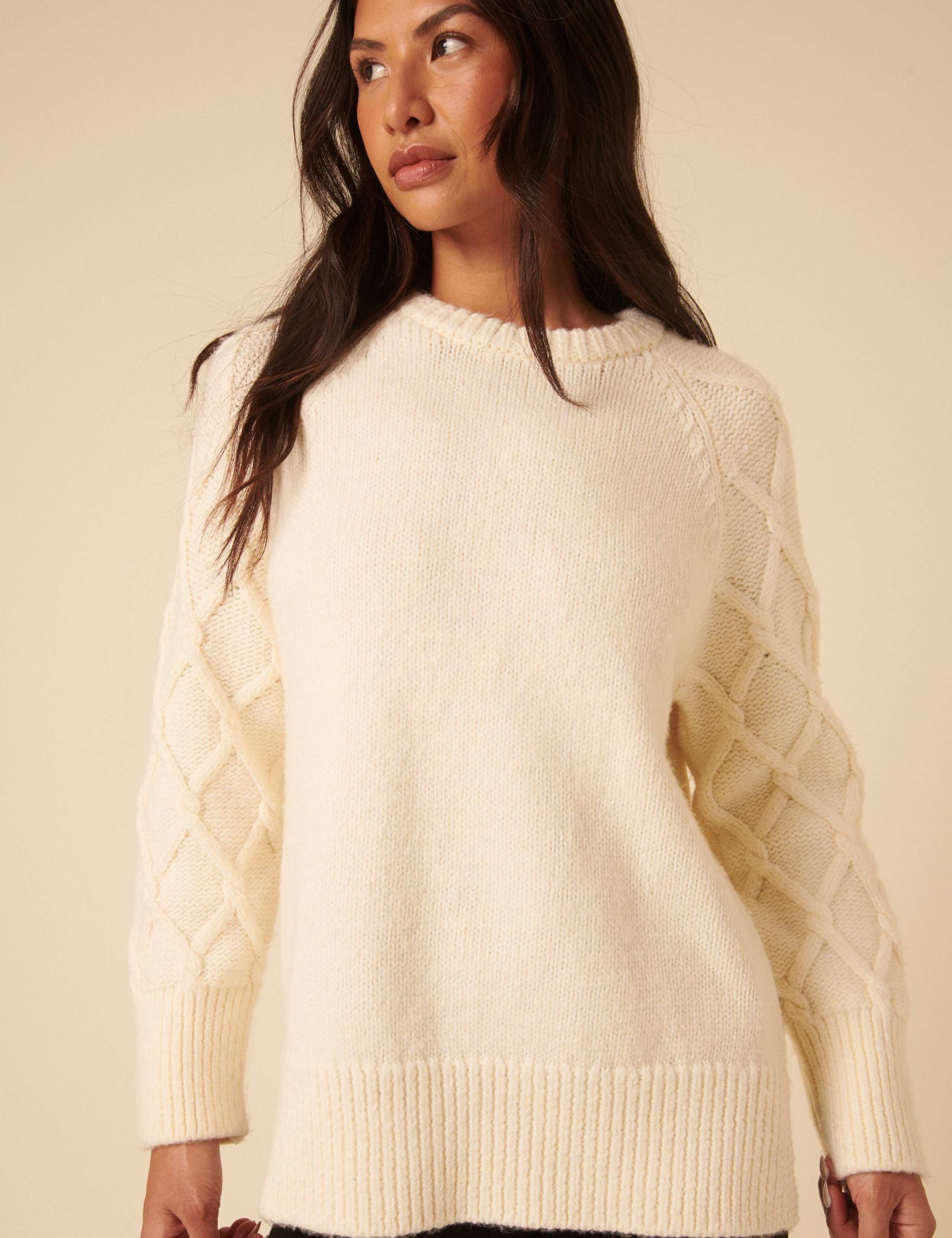 Cable Knit Crew Neck Oversized Jumper 4 of 5
