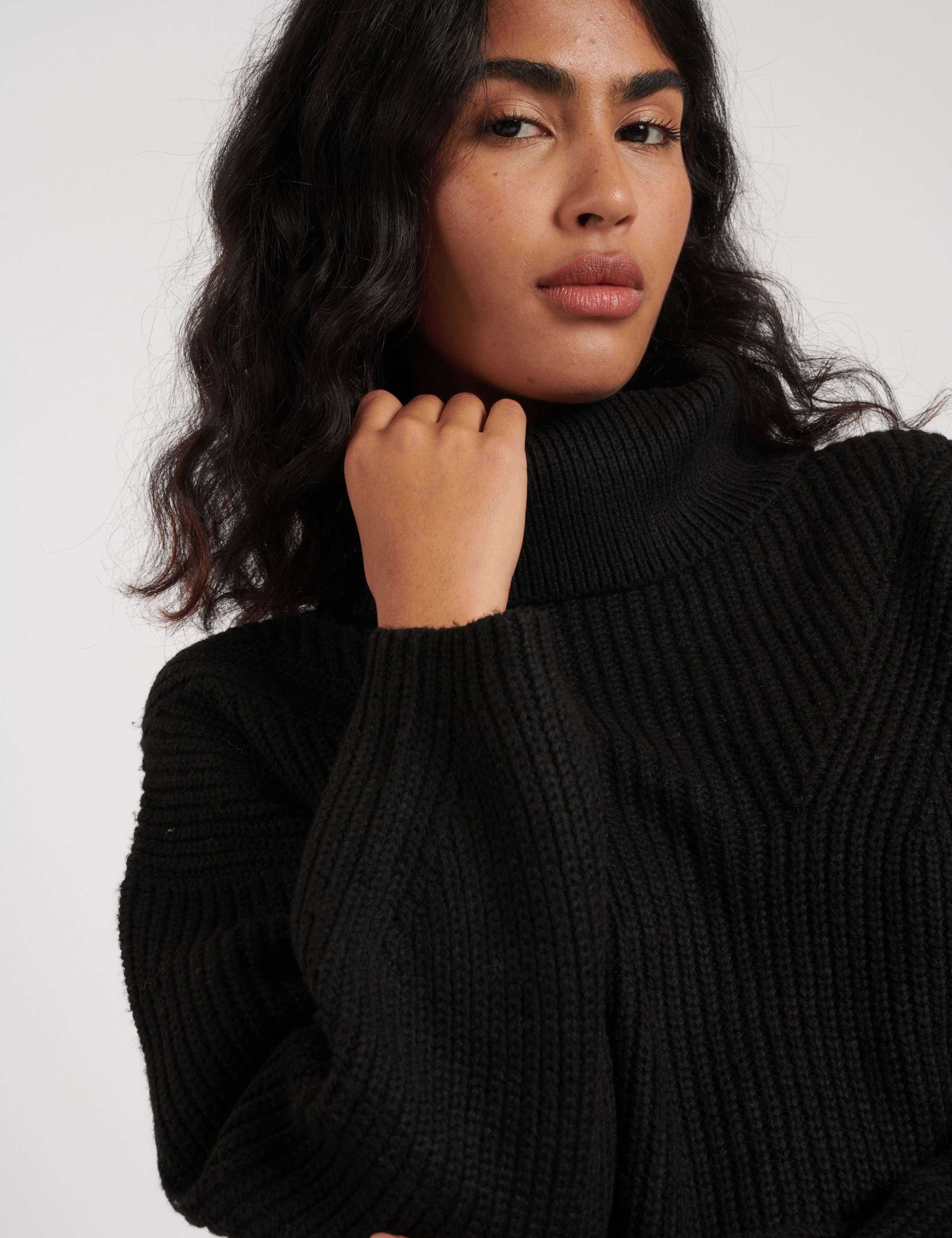 Cotton Rich Textured Roll Neck Jumper 3 of 4