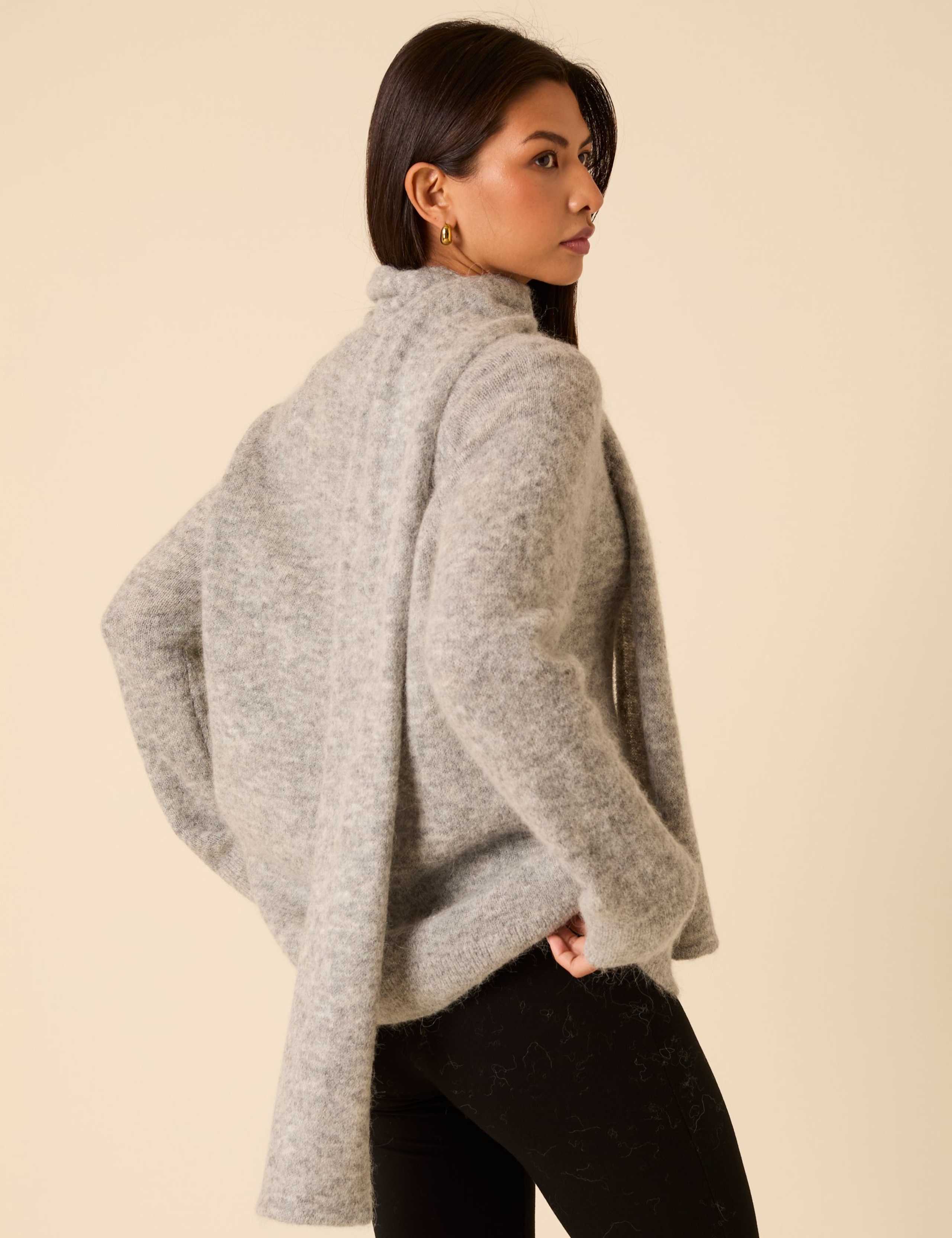 Wool Blend Oversized Scarf Jumper with Alpaca 5 of 6