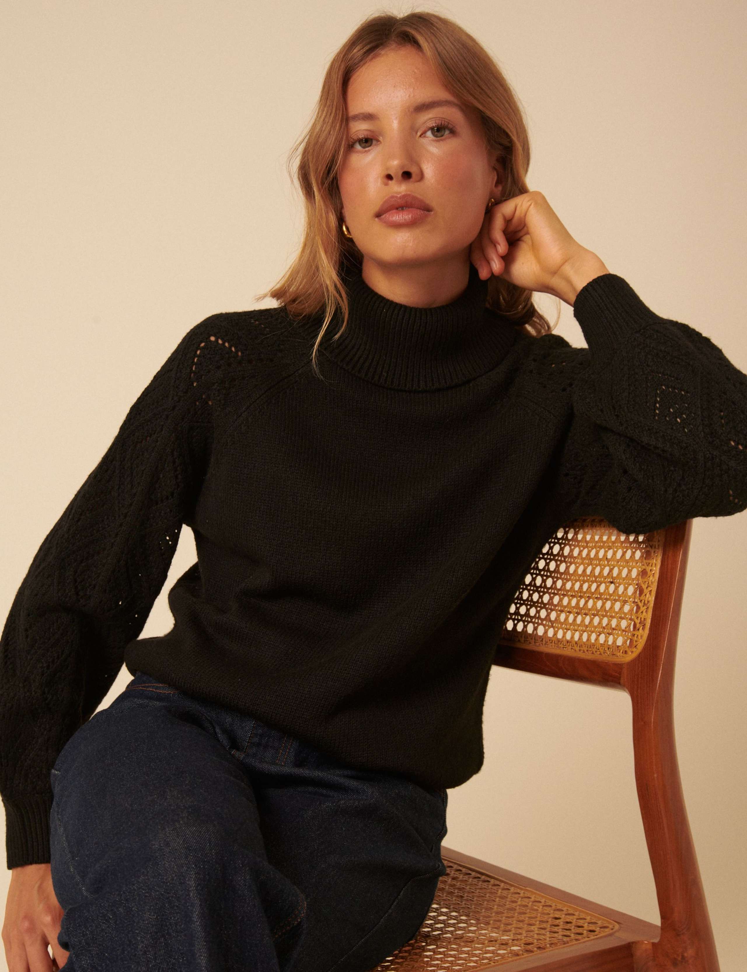 Cotton Rich Pointelle Roll Neck Jumper 2 of 5