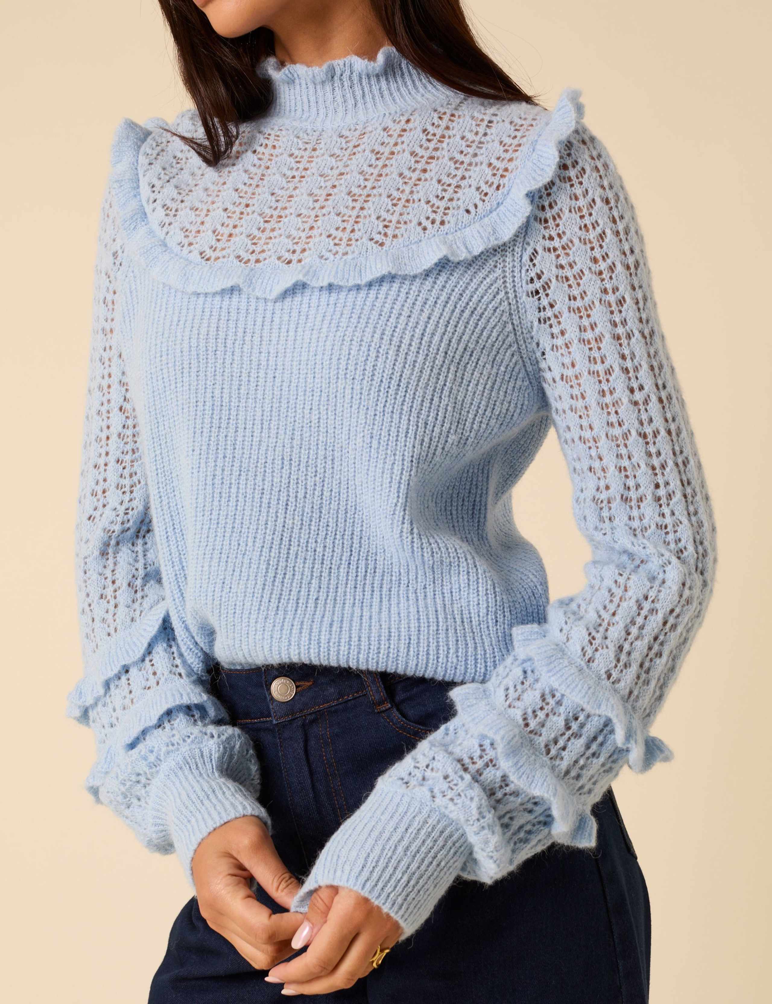 Ruffle Pointelle Jumper with Wool and Alpaca 3 of 5
