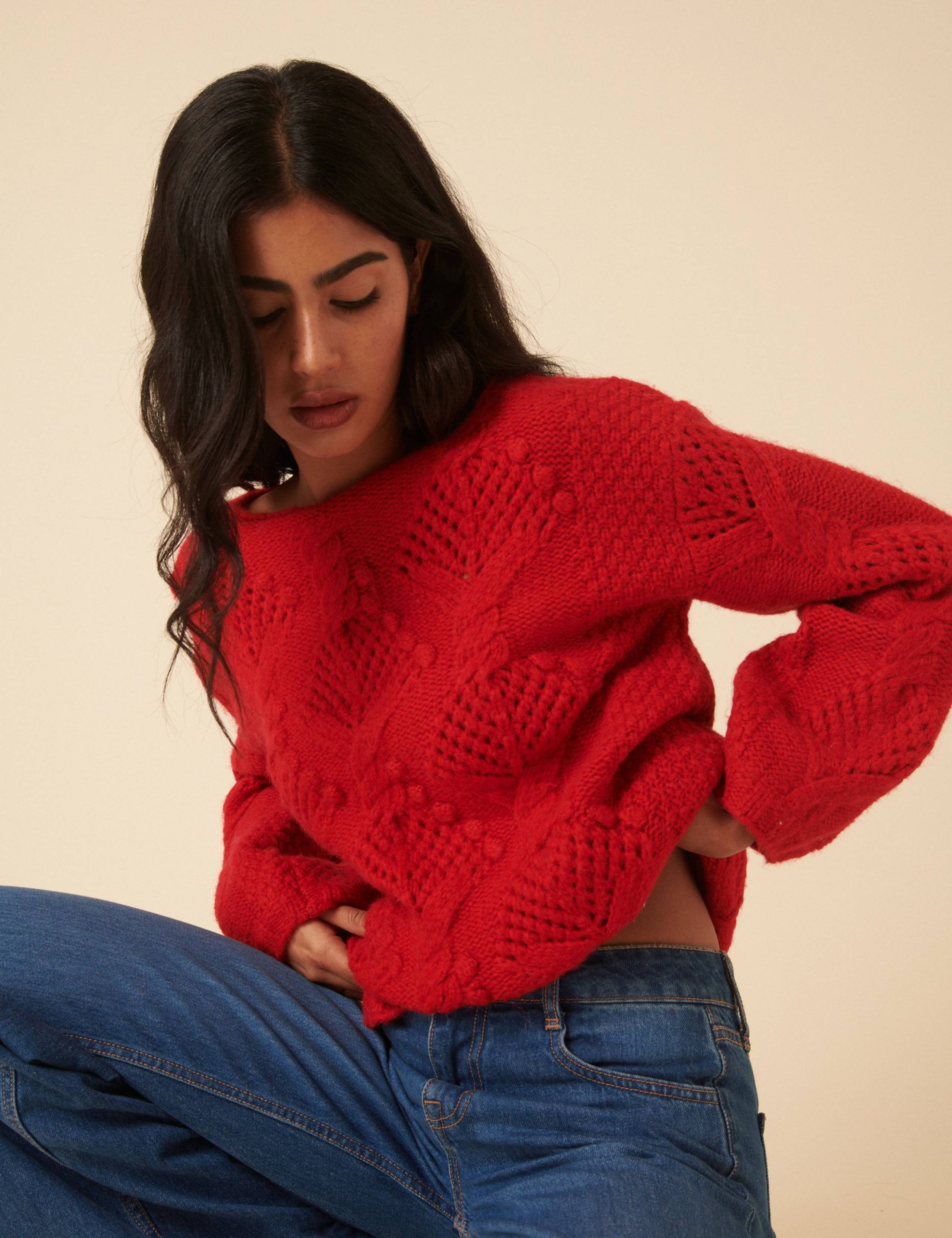 Textured Slash Neck Relaxed Jumper 2 of 5
