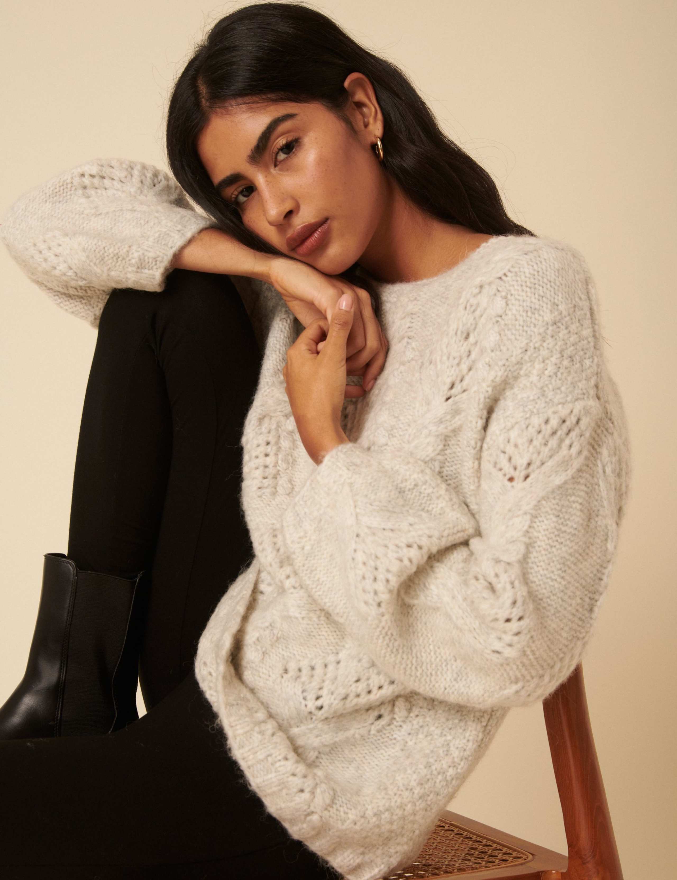 Textured Slash Neck Relaxed Jumper 2 of 5