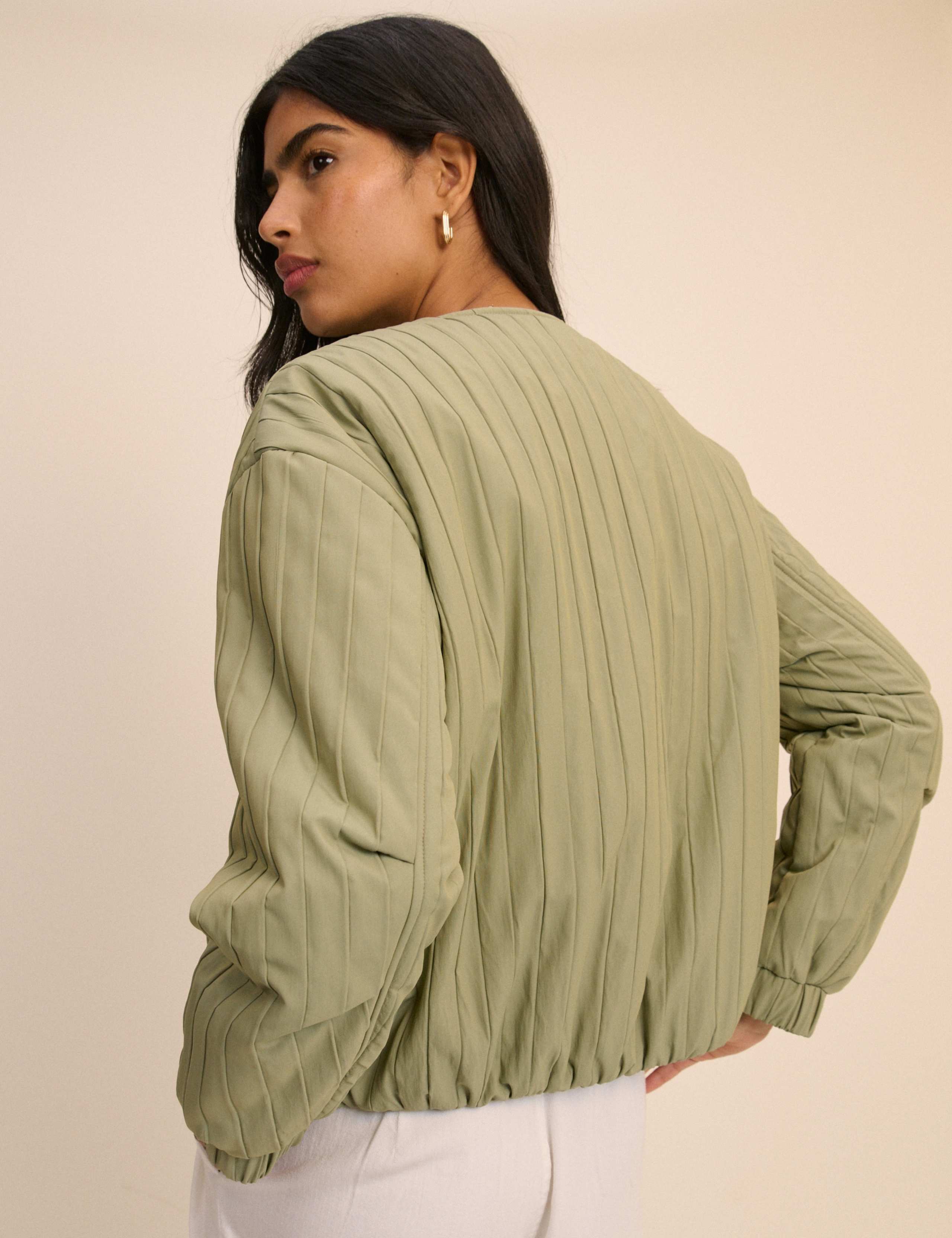 Quilted Collarless Bomber Jacket 2 of 5