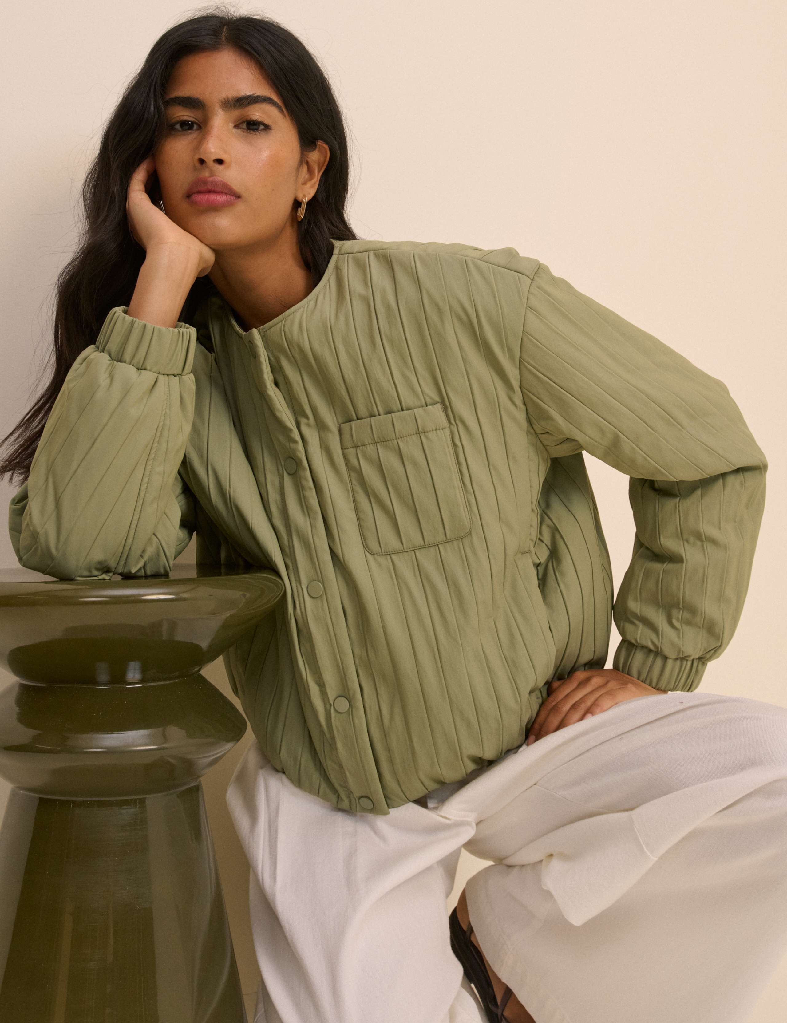 Quilted Collarless Bomber Jacket 3 of 5