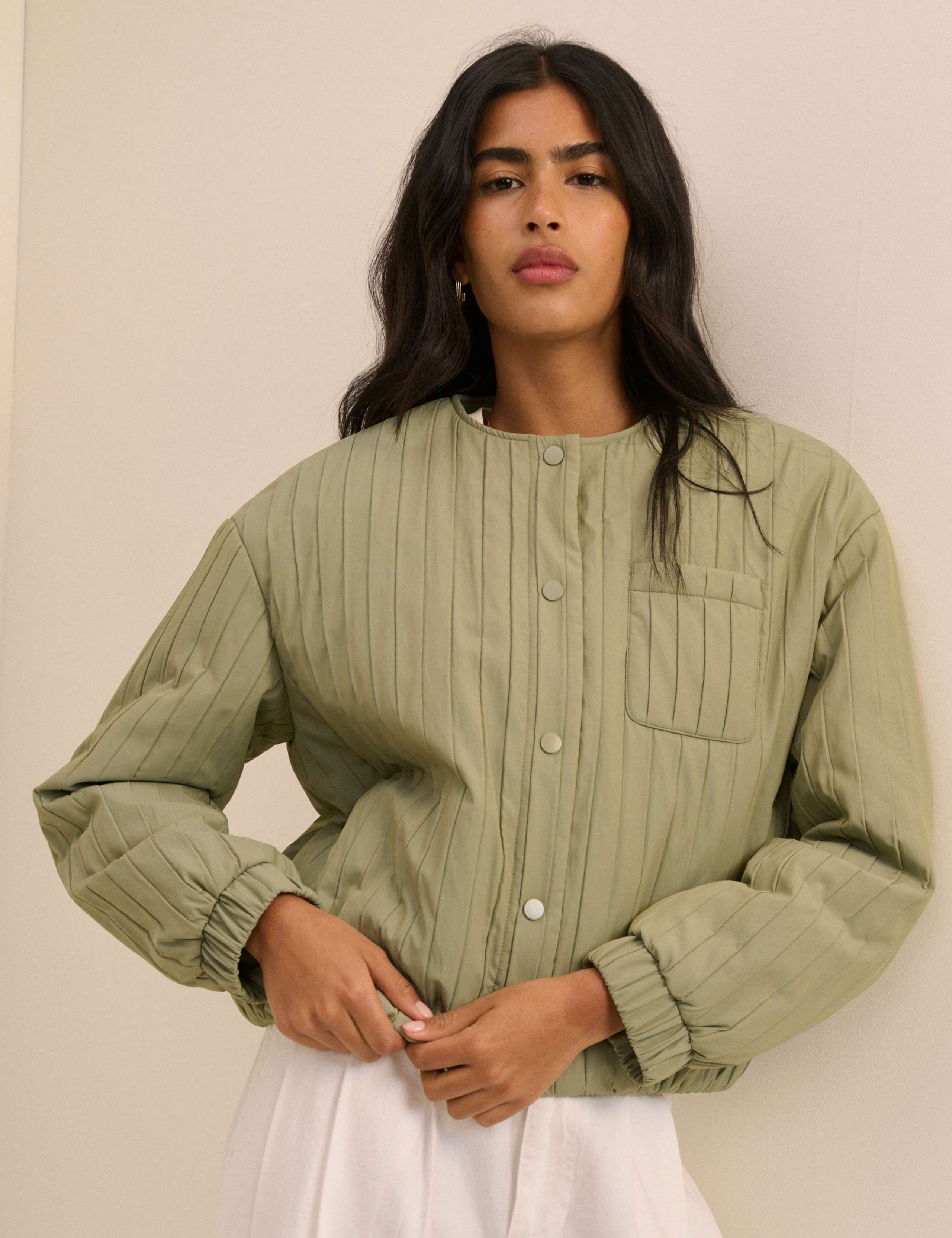 Quilted Collarless Bomber Jacket 4 of 5