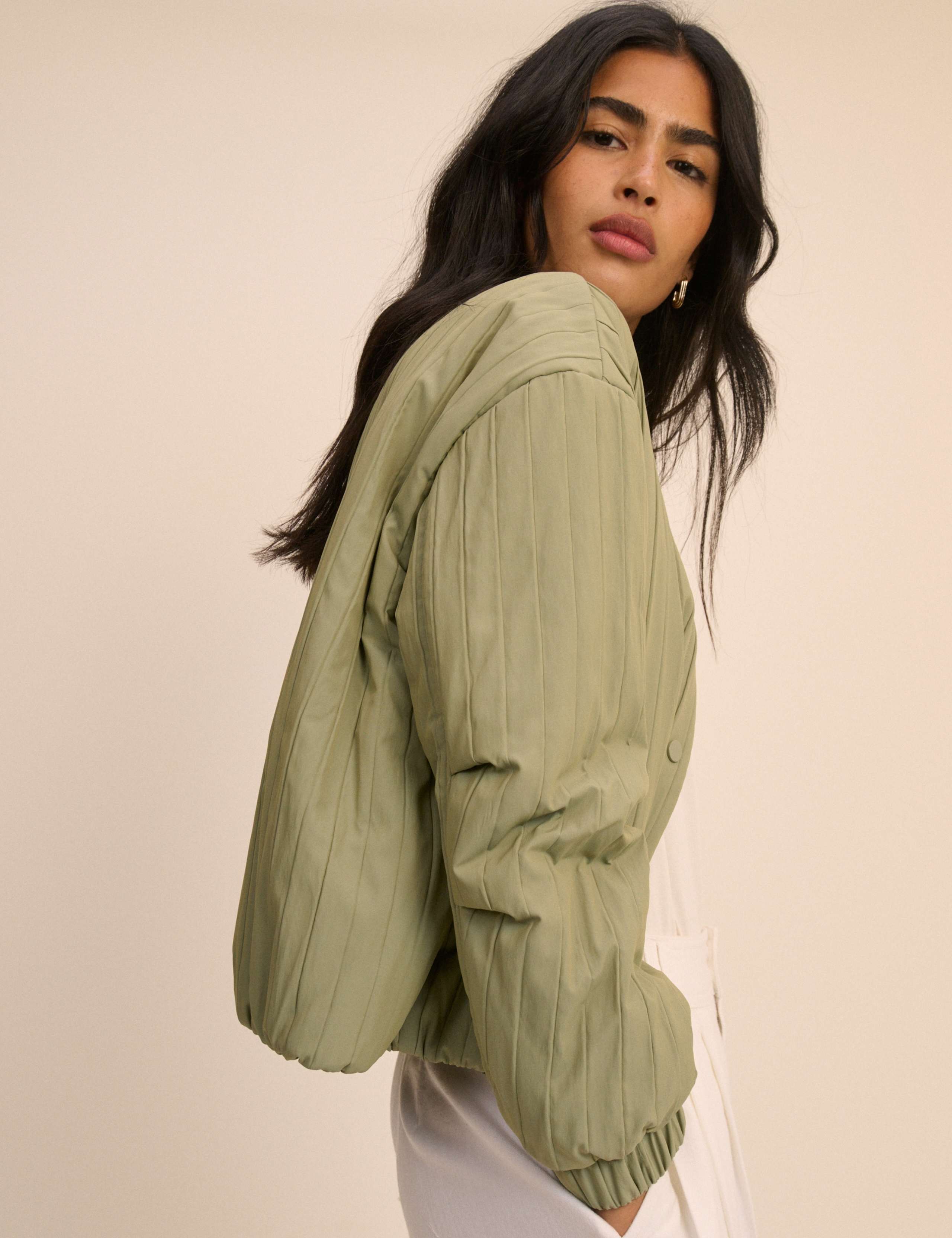 Quilted Collarless Bomber Jacket 5 of 5