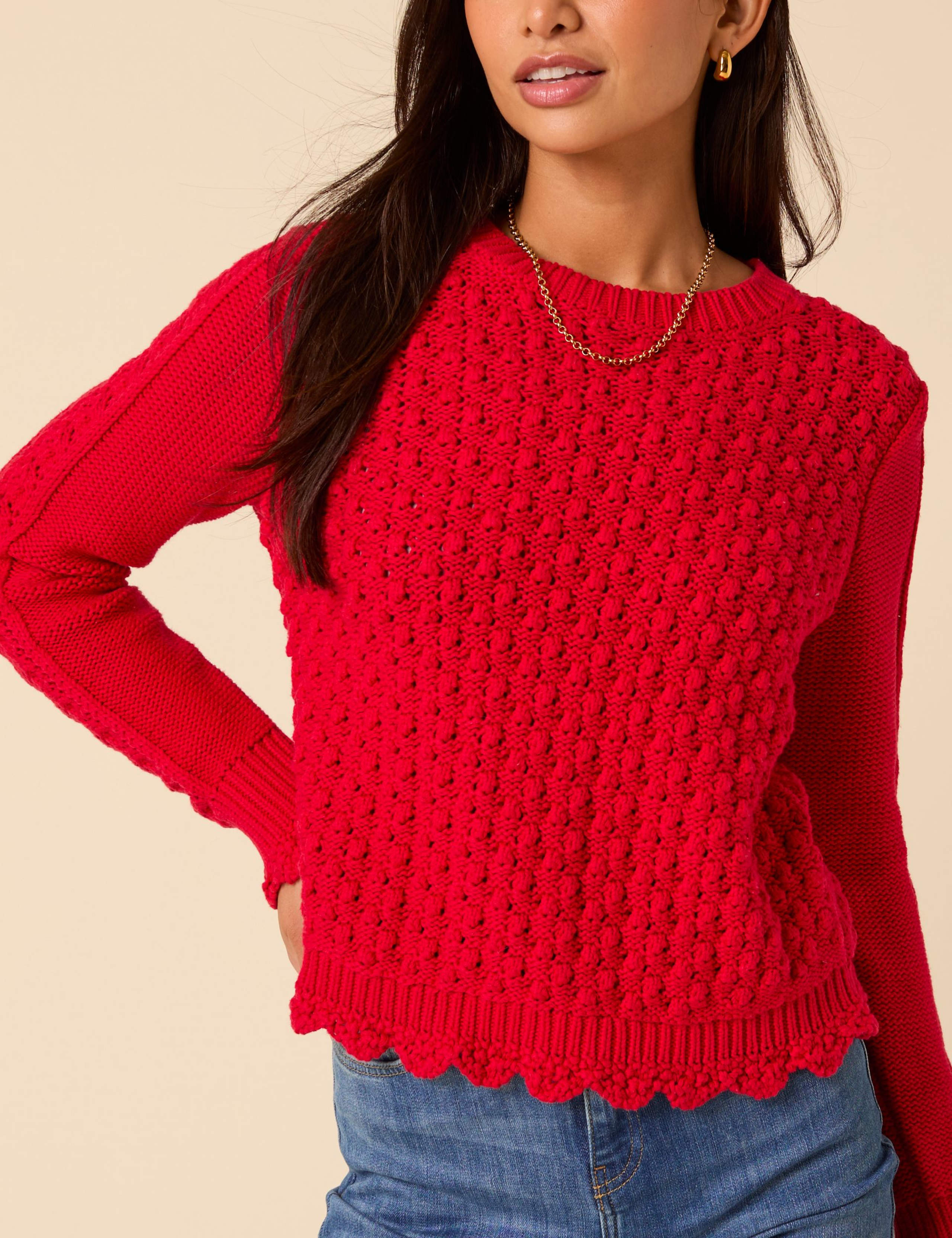 Pure Cotton Textured Stitch Detail Jumper 2 of 5