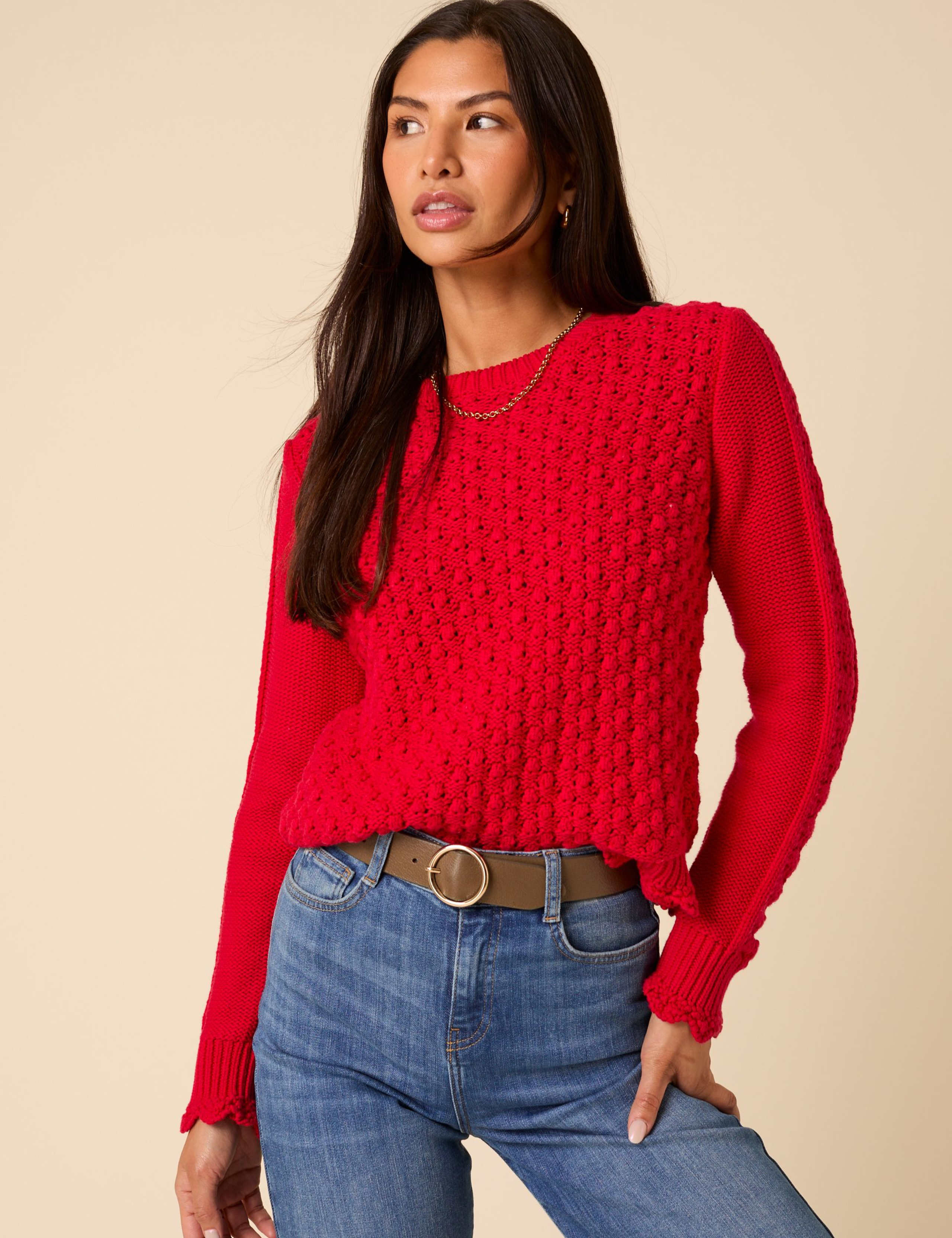 Pure Cotton Textured Stitch Detail Jumper 4 of 5