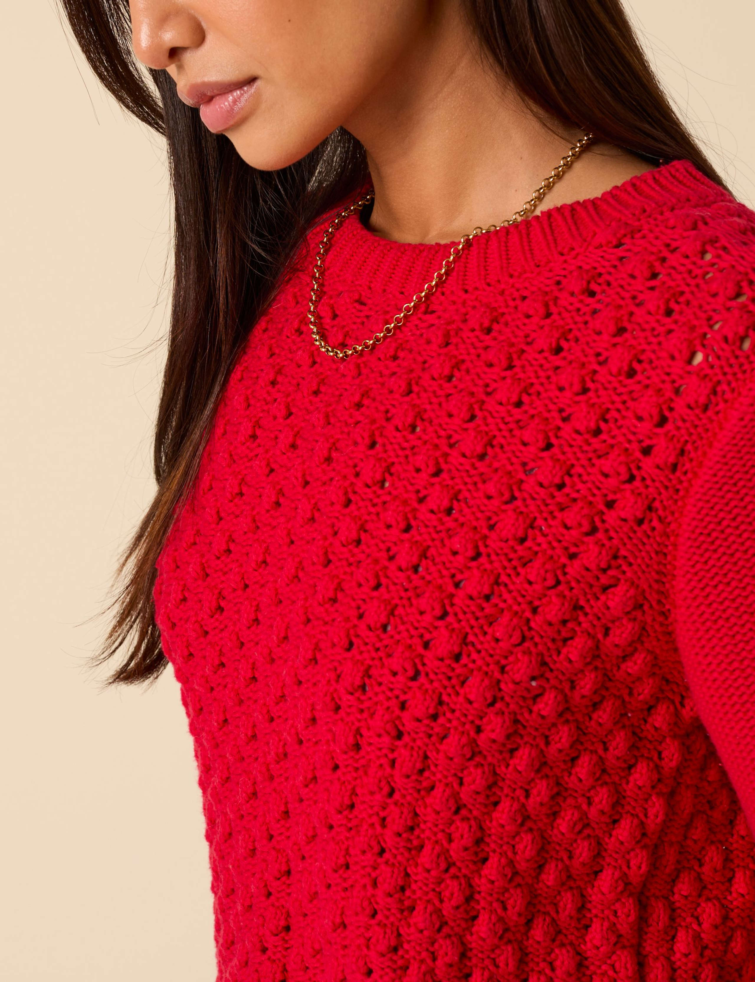Pure Cotton Textured Stitch Detail Jumper 5 of 5