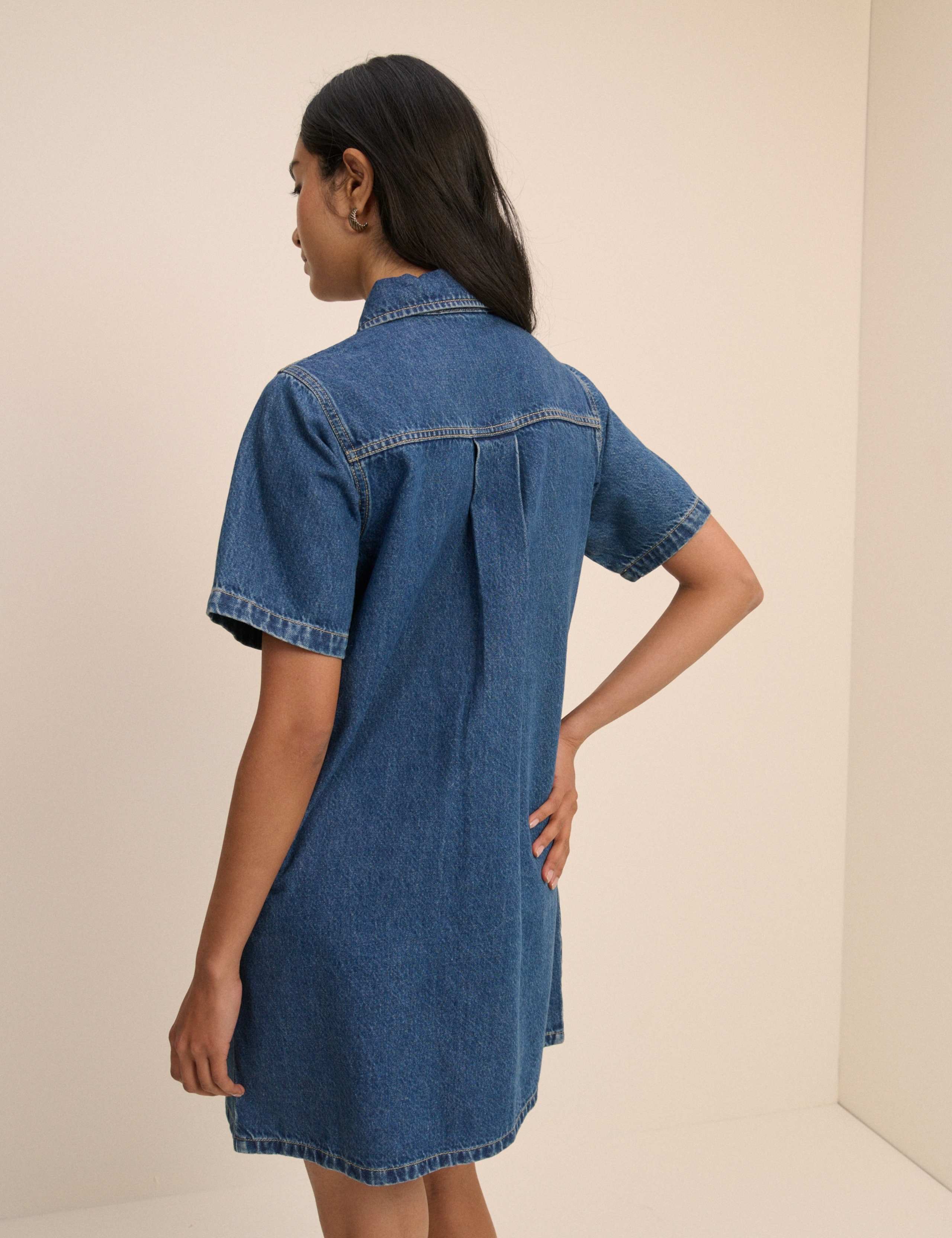 Denim Mini Shirt Dress 2 of 5