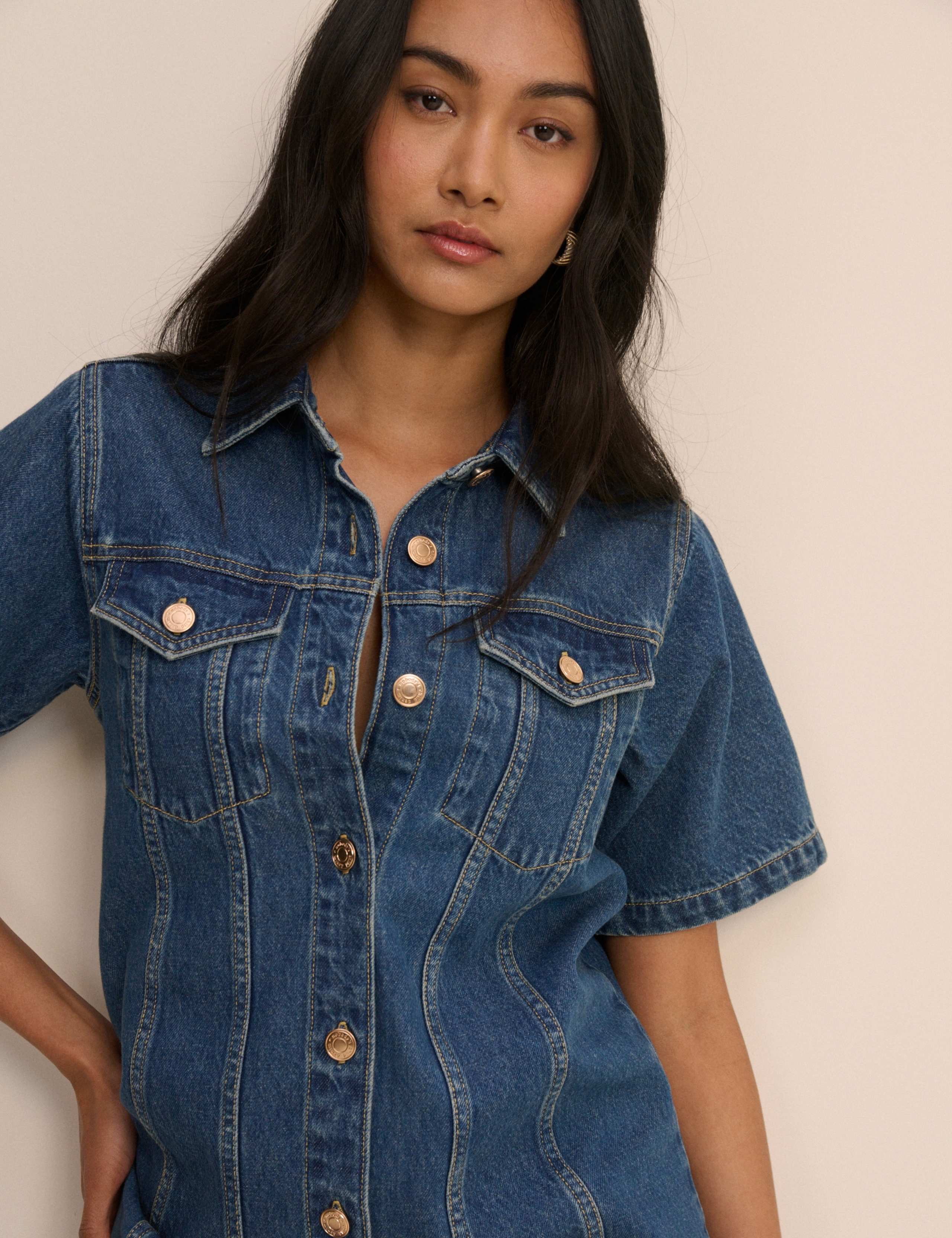 Denim Mini Shirt Dress 5 of 5
