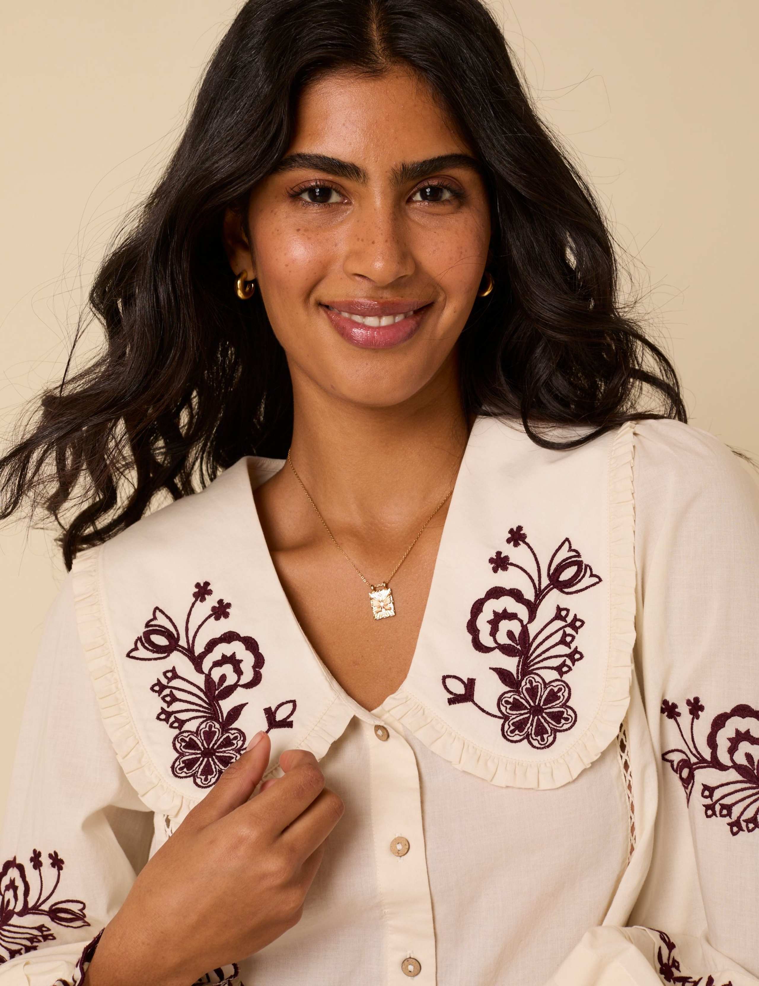 Pure Cotton Embroidered Collared Shirt 4 of 5