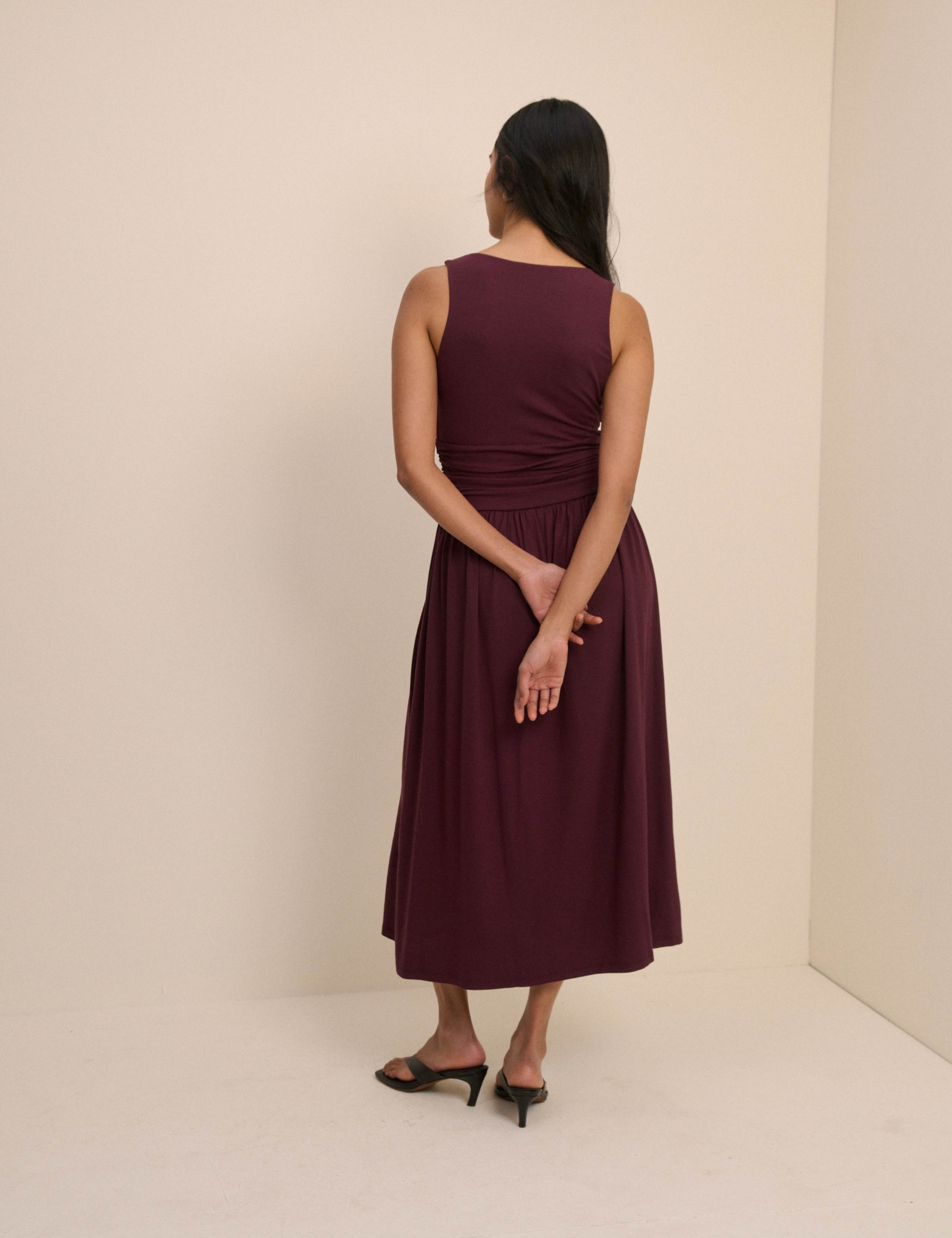 Slash Neck Midi Waisted Dress 2 of 5