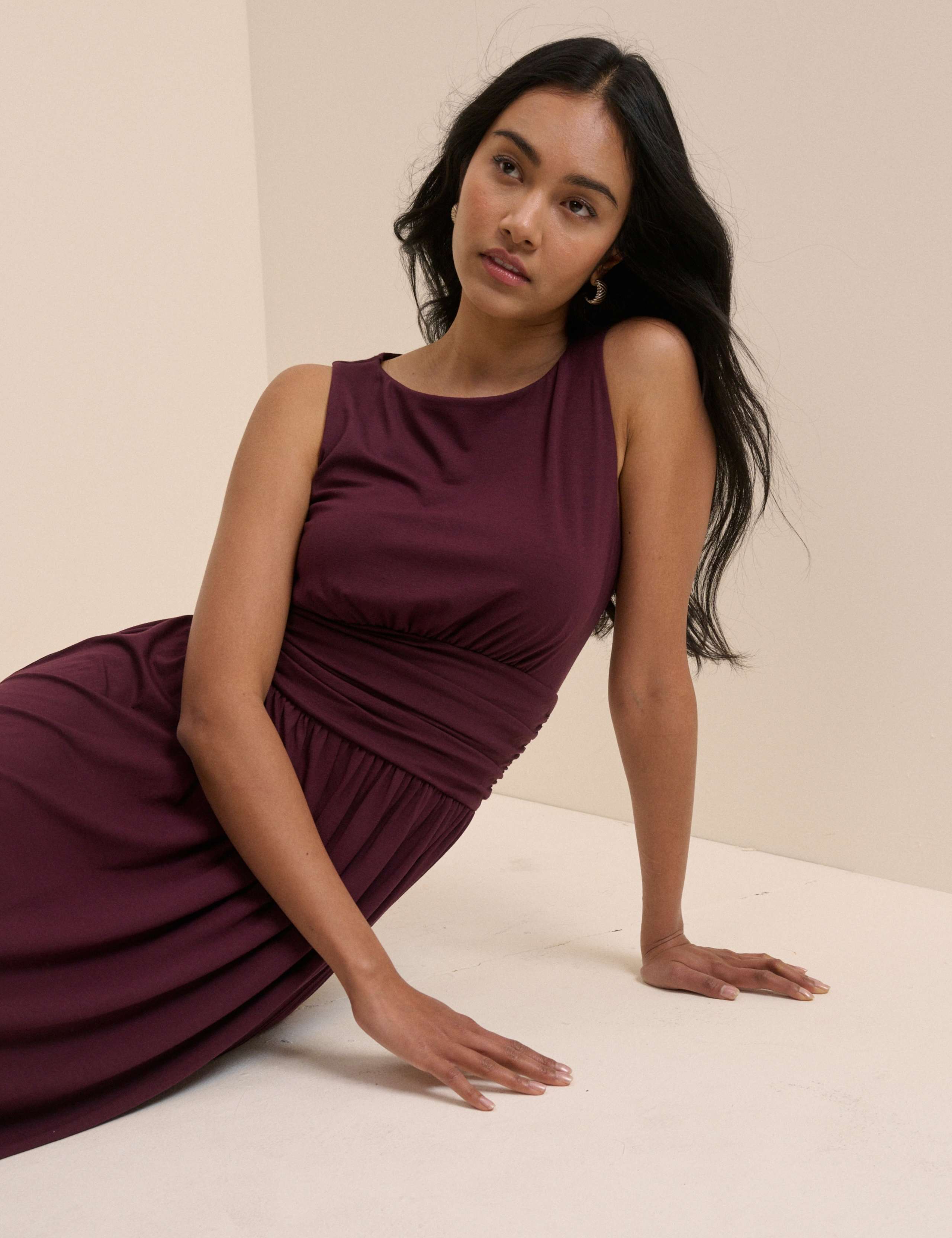 Slash Neck Midi Waisted Dress 4 of 5