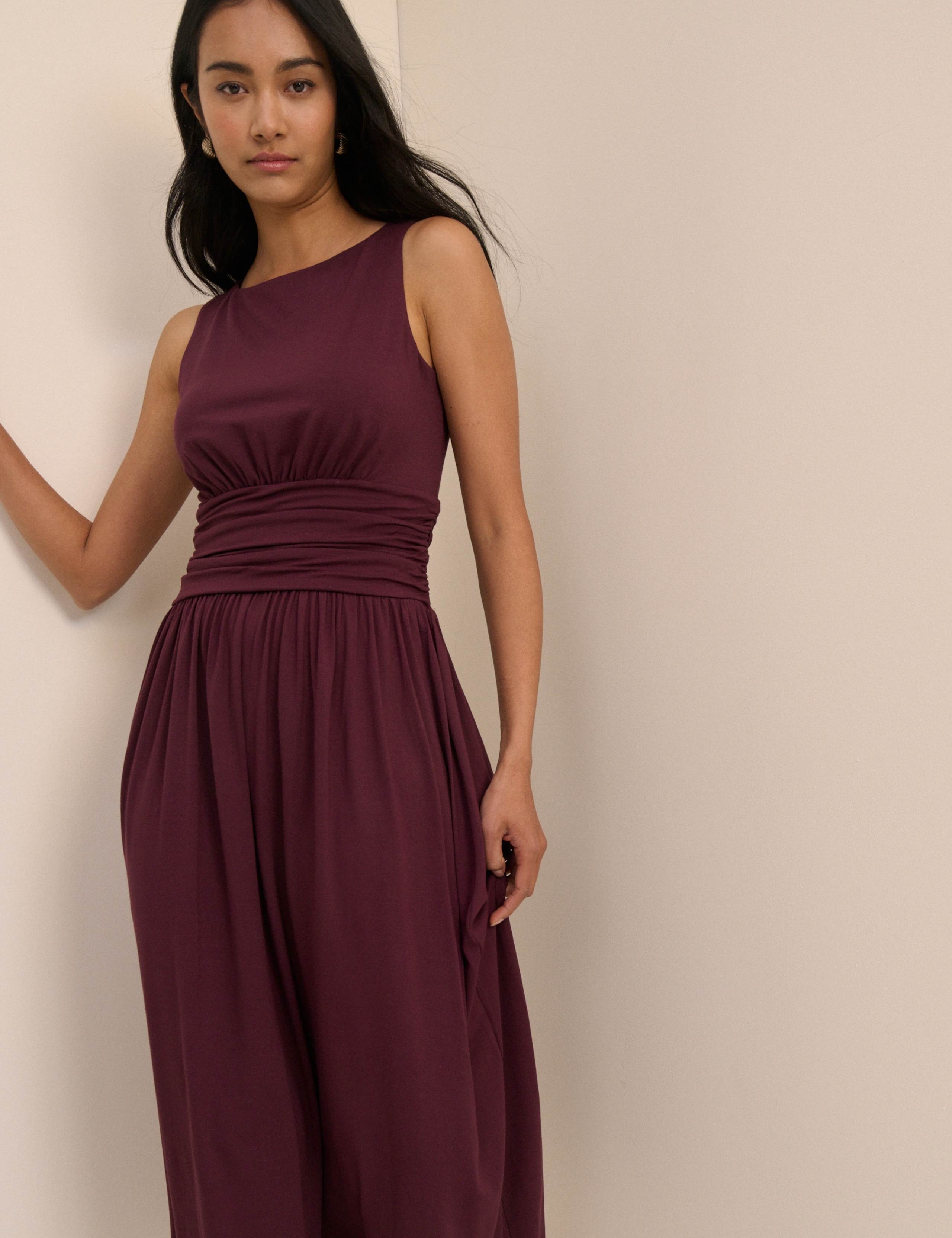 Slash Neck Midi Waisted Dress 5 of 5