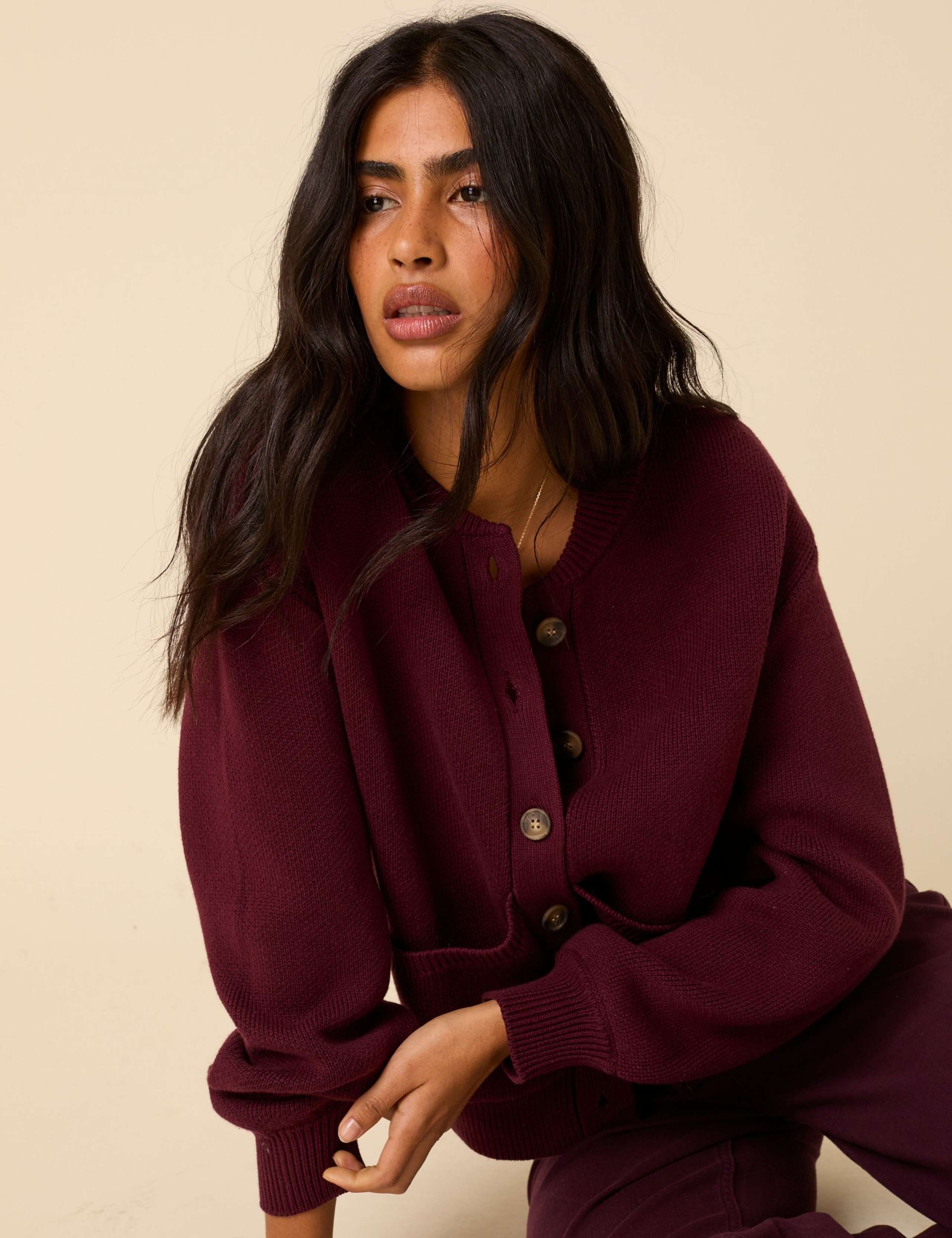 Cotton Ribbed Button Front Cardigan 3 of 5