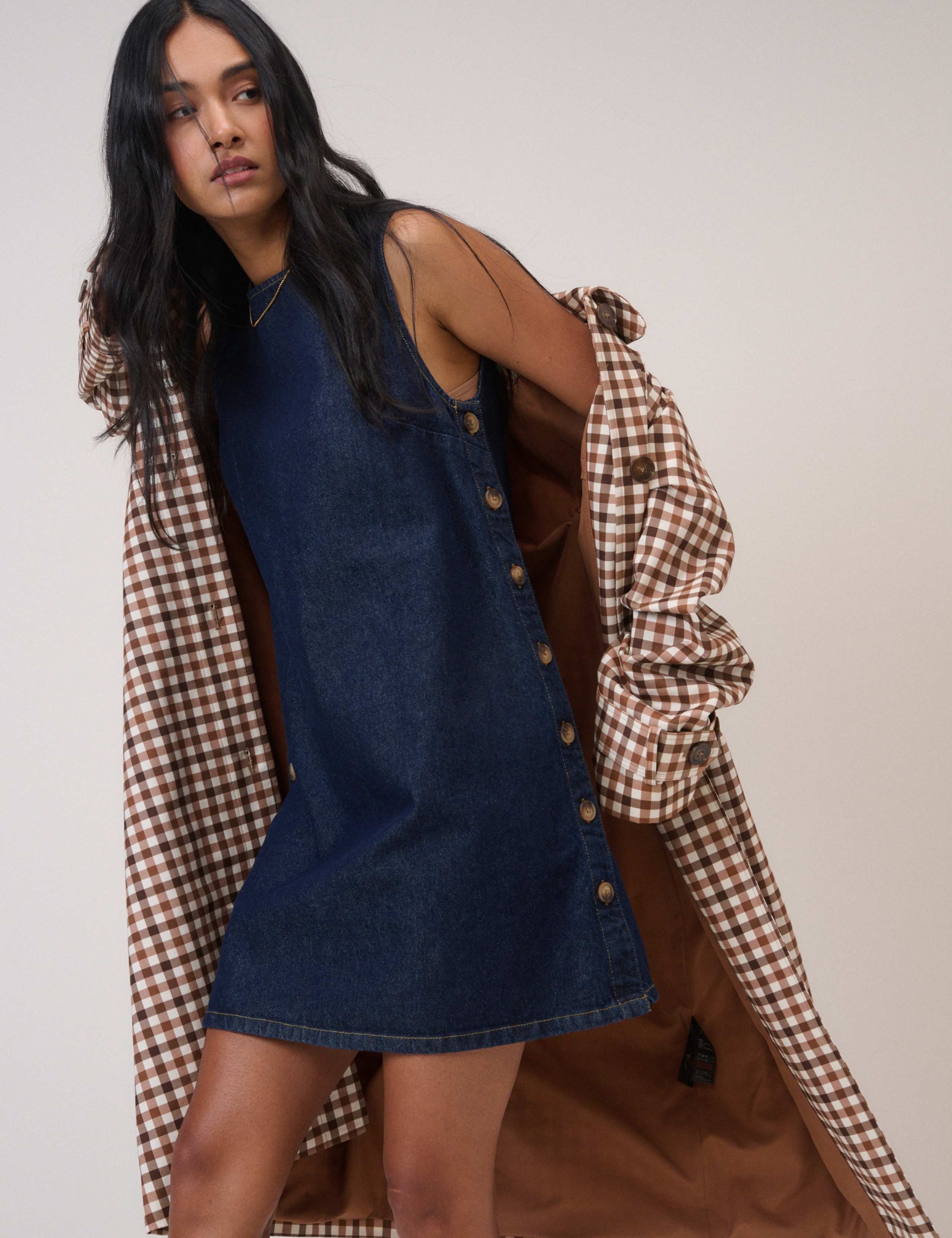 Denim Button Detail Mini Slip Dress 6 of 6